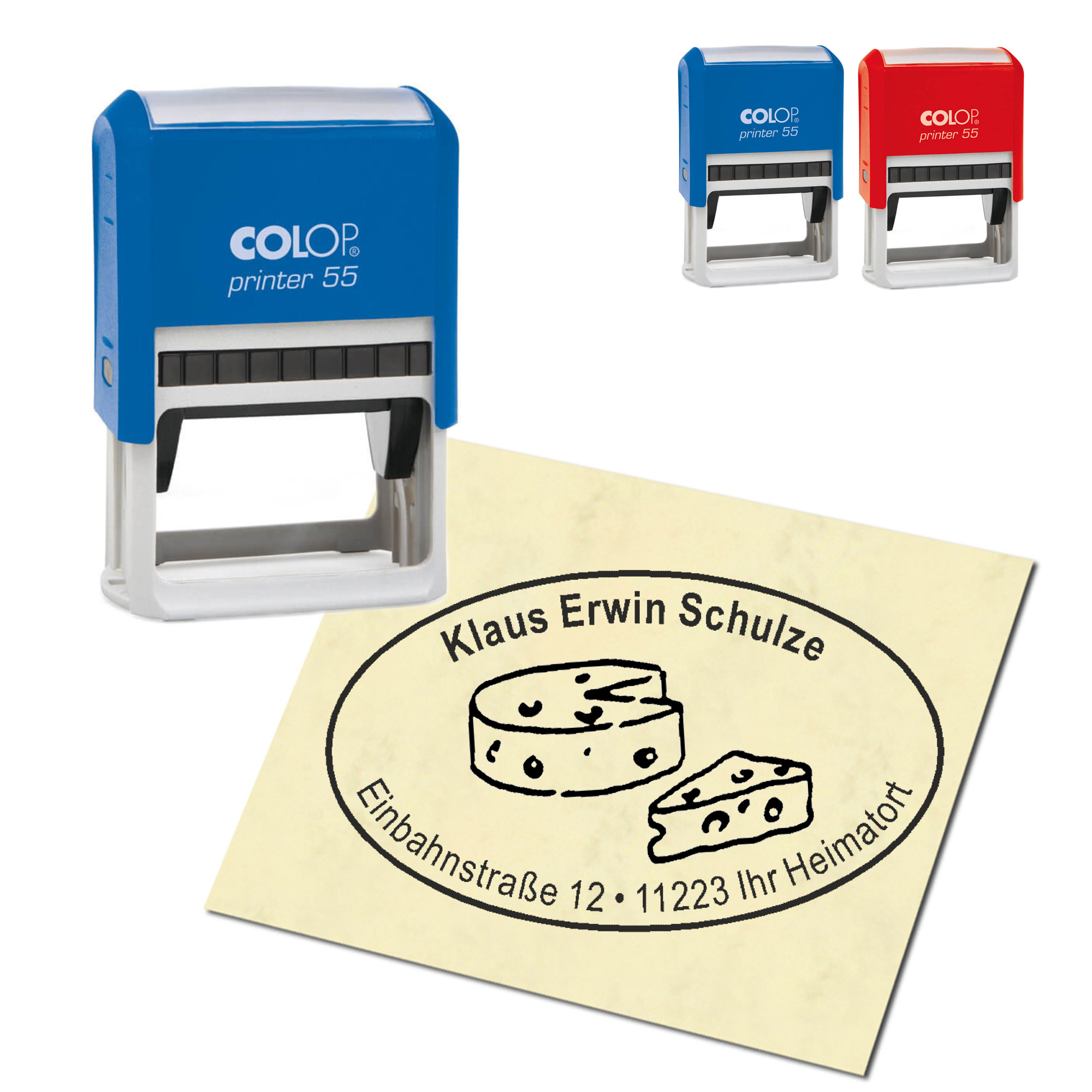 Adressstempel personalisiert Stempel - Käse - oval 59 x 39 mm