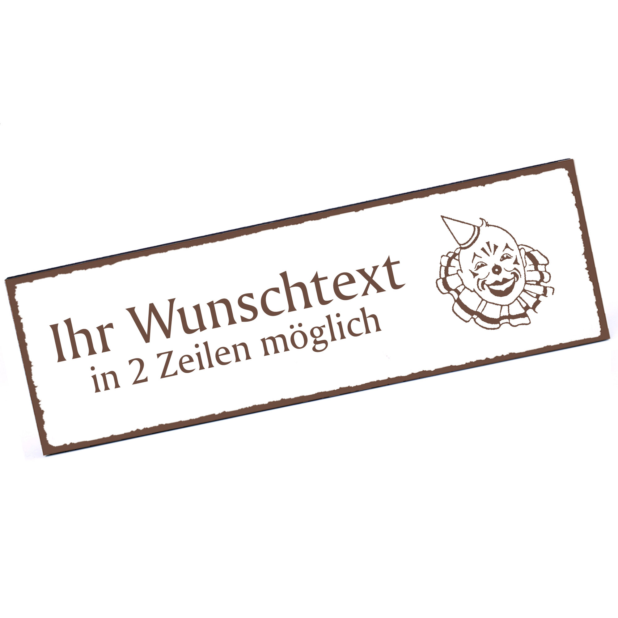 Türschild Clown  Namensschild personalisiert mit Gravur - 150mm x 50mm - selbstklebend
