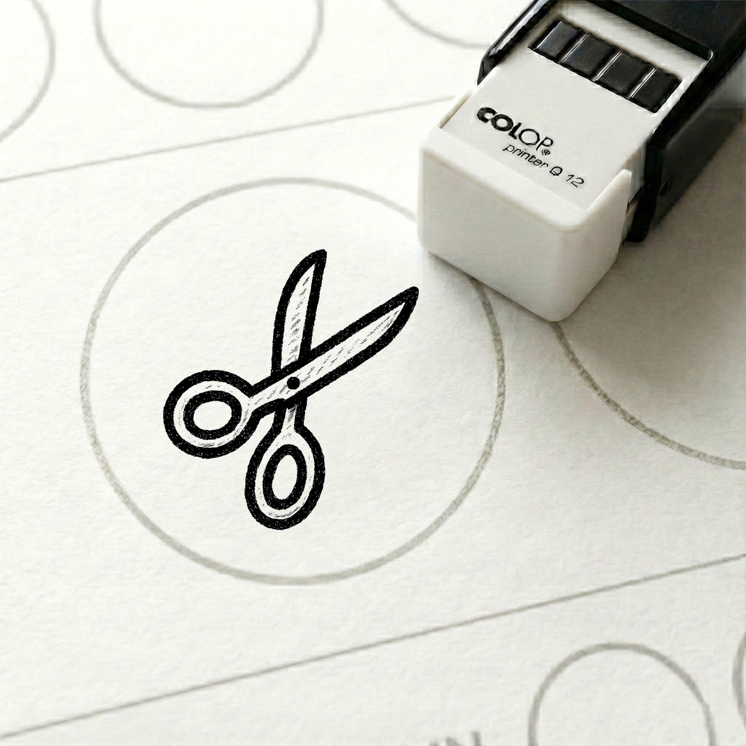 Bonusstempel Schere 10x10 mm – Bonuskartenstempel für Friseur Hairstylist Salon Damenfriseur