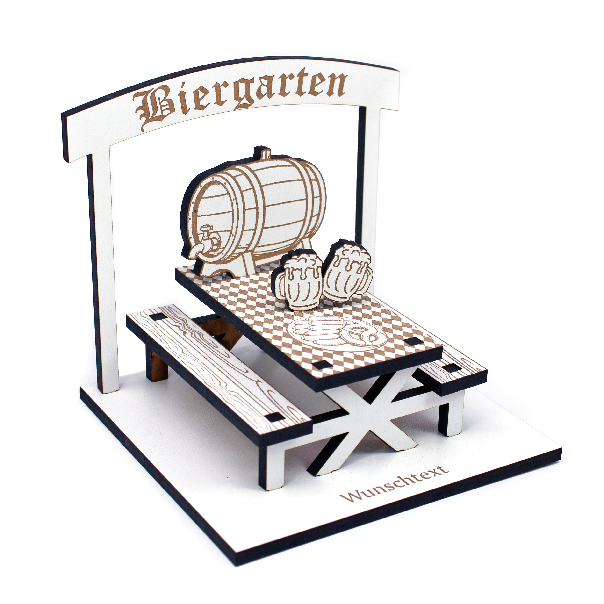 Geldgeschenk Biergarten personalisiert mit Wunschtext – Geldverpackung Bierfan 13 x 12 cm