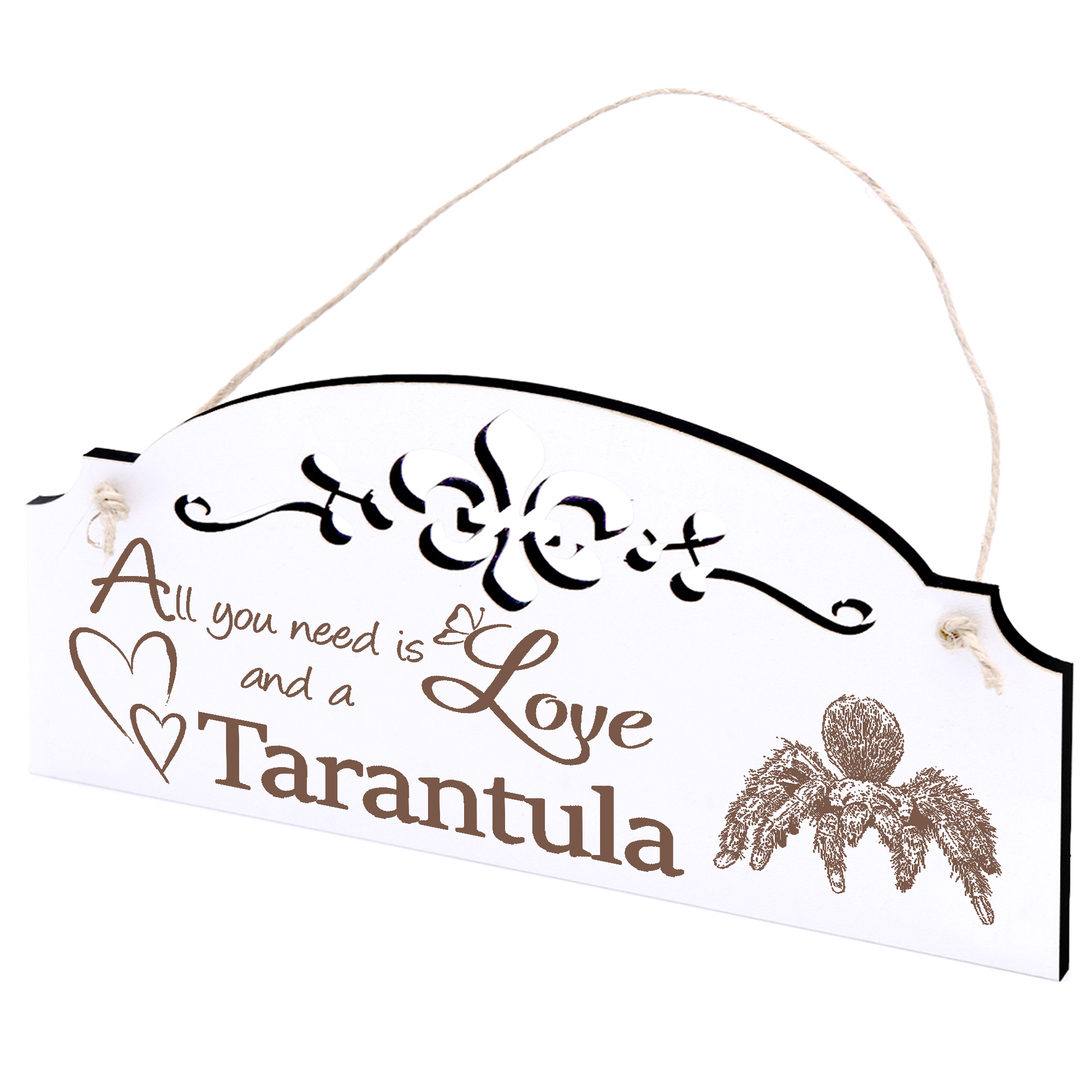 Schild Tarantula Deko 20x10cm - All you need is Love and a Tarantula - Holz