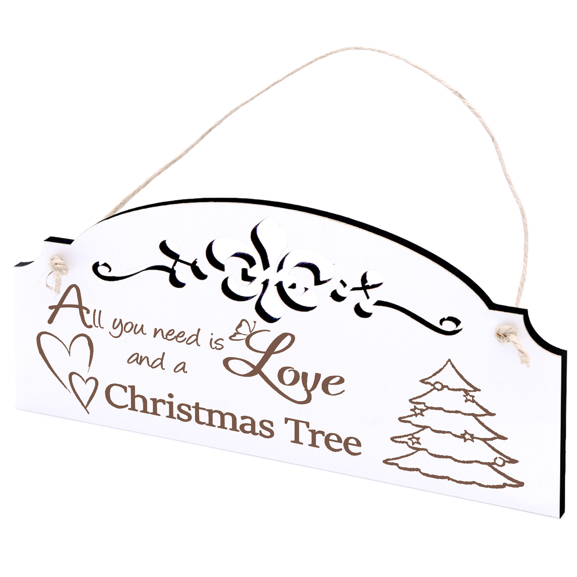 Schild Tannenbaum Deko 20x10cm - All you need is Love and a Christmas Tree - Holz
