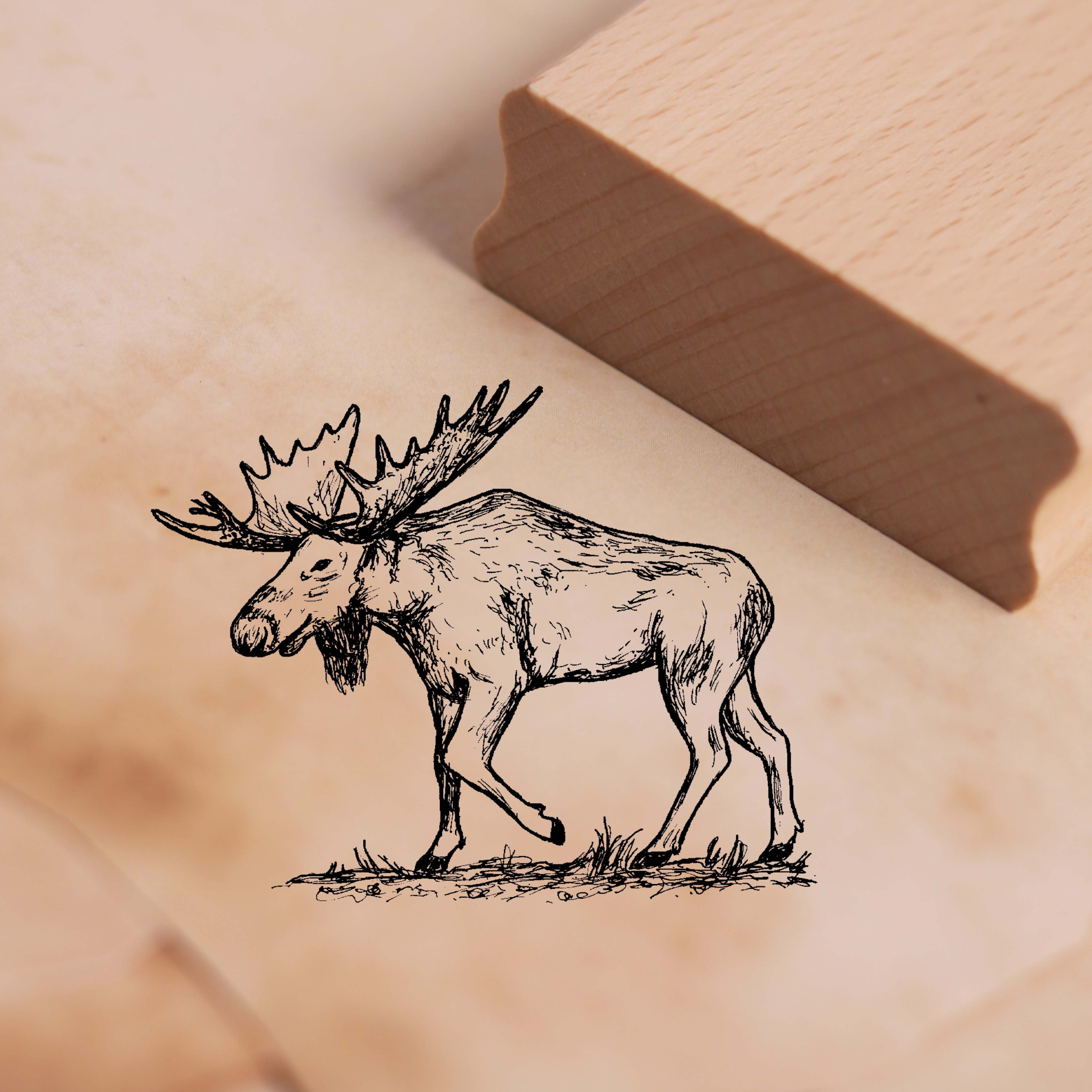 Motivstempel Elch in der Natur Stempel 48 x 38 mm