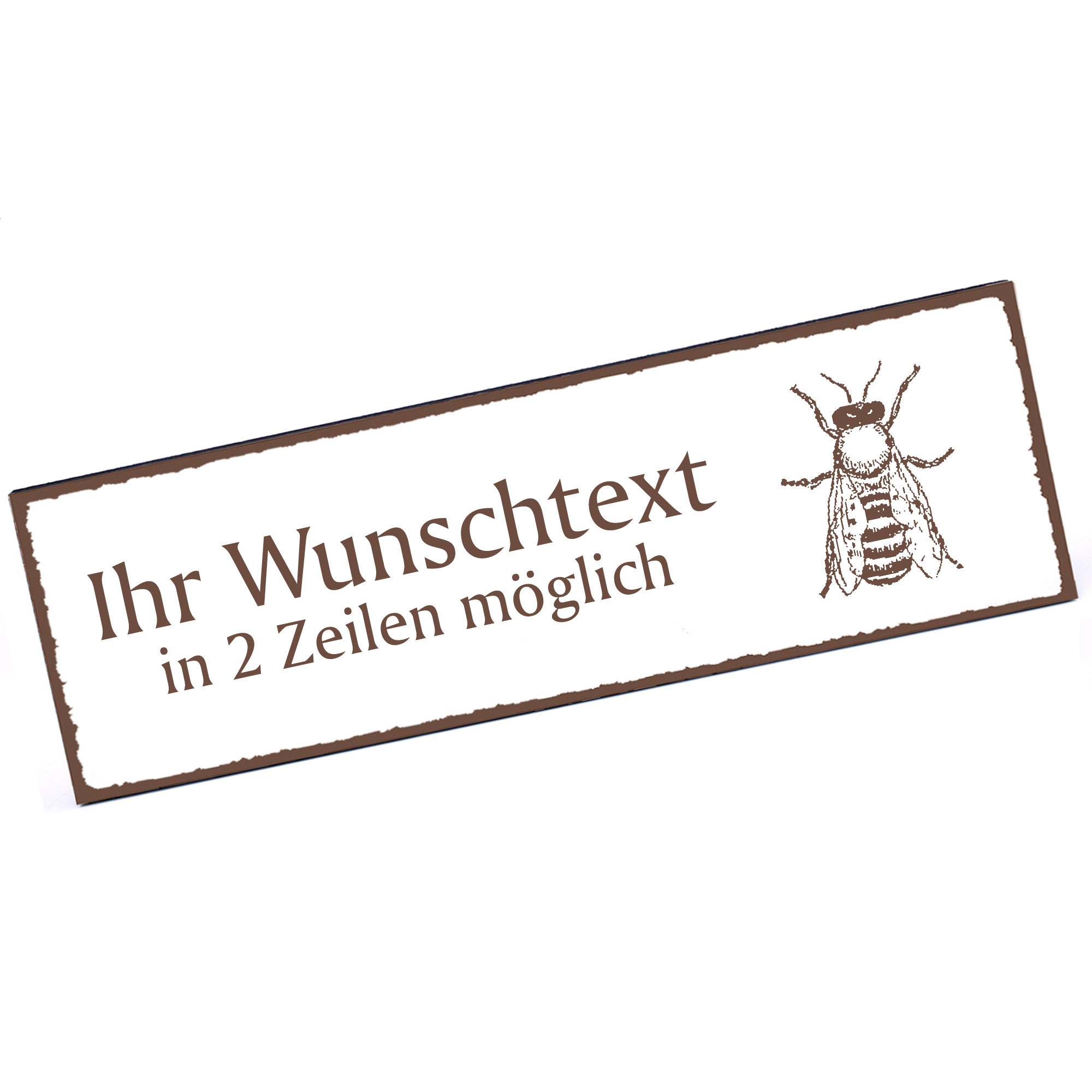 Türschild Biene  Namensschild personalisiert mit Gravur - 150mm x 50mm - selbstklebend