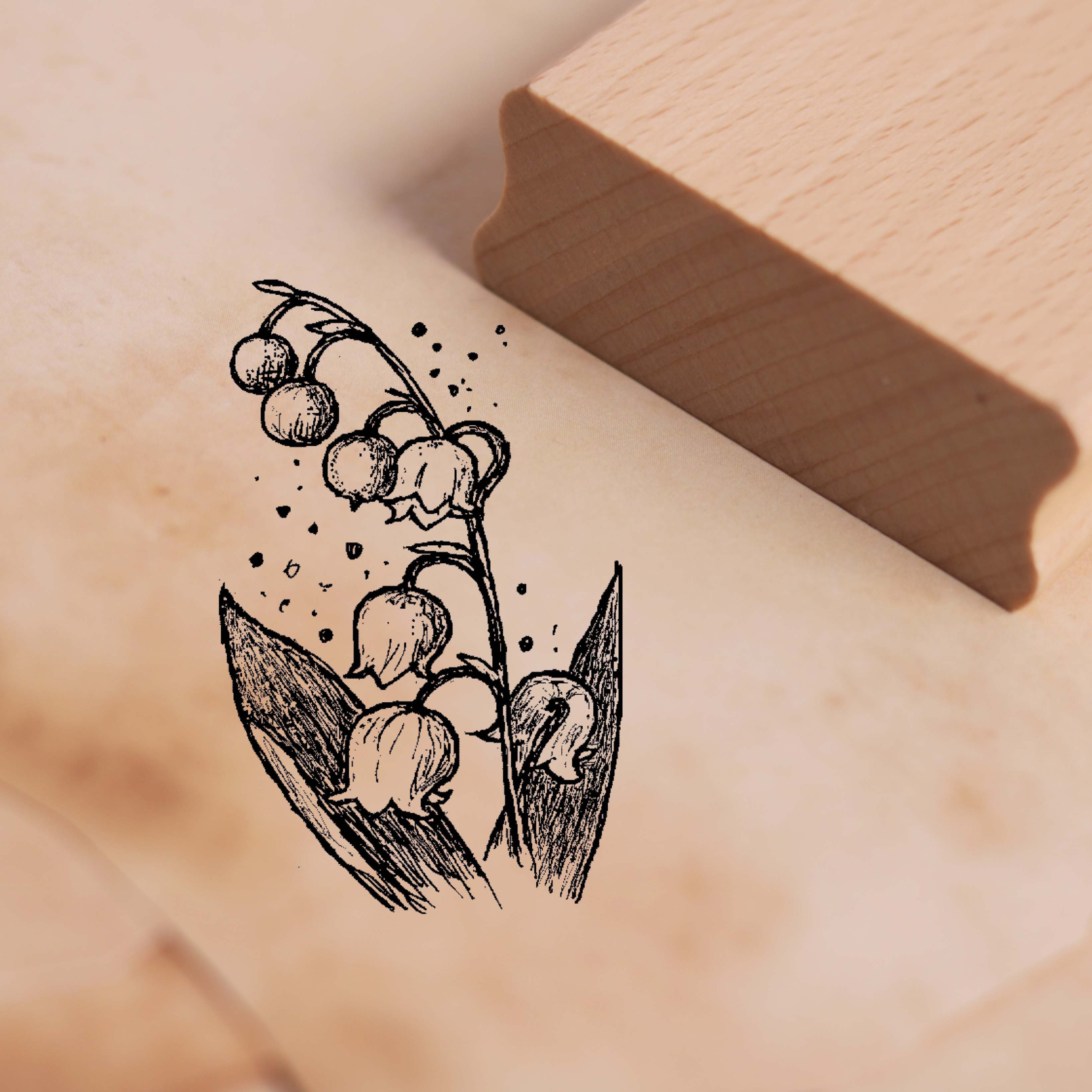 Motivstempel Maiglöckchen - Stempel Holzstempel 38 x 58 mm