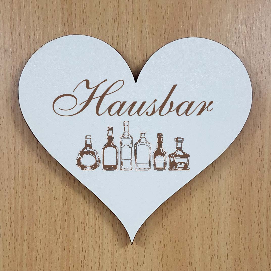 Shabby Herz « HAUSBAR » selbstklebendes Türschild mit Motiv Spirituosen