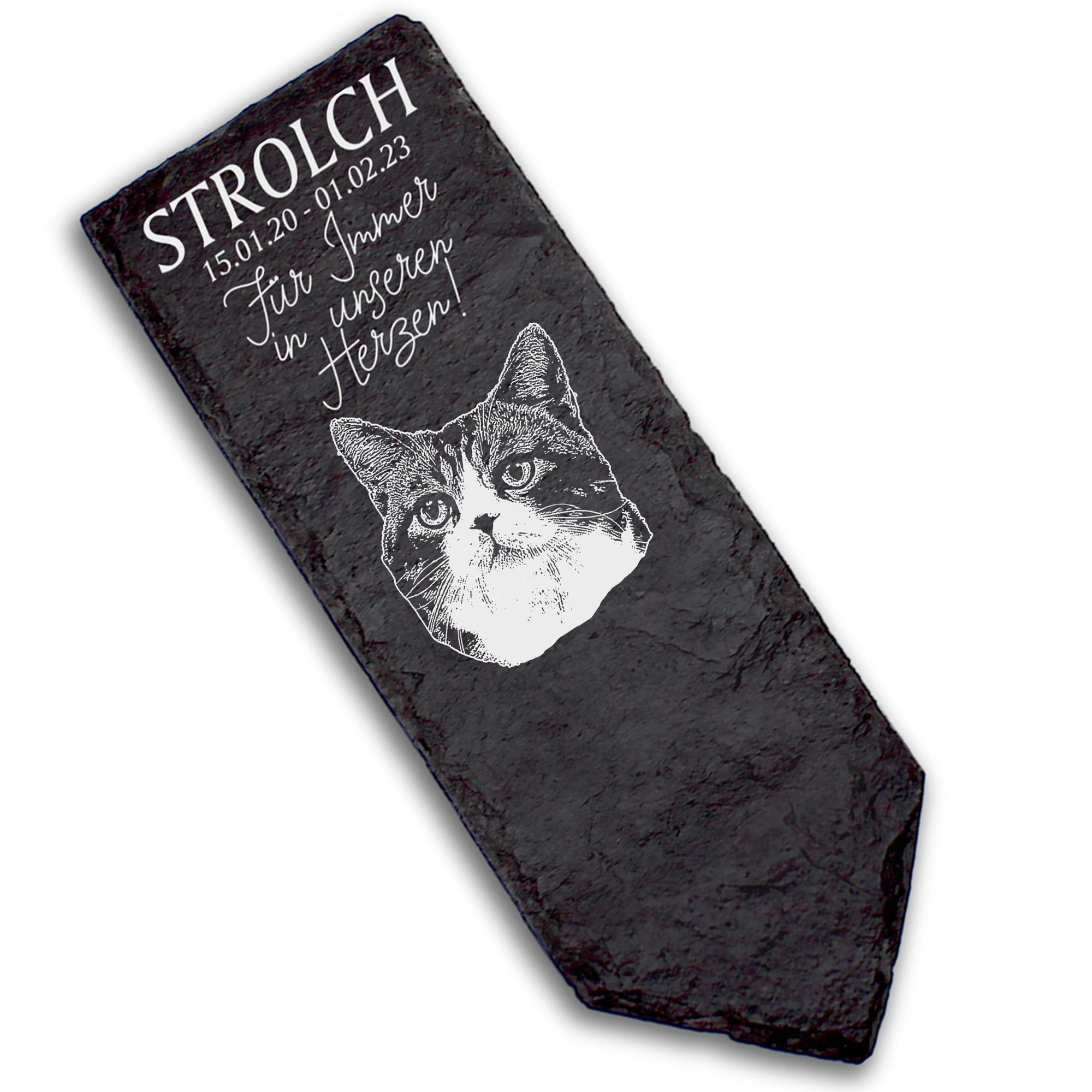 Grabstecker Grabschmuck Grabstein - American Wirehair Katze - Personalisiert Grab Deko 8 x 22 cm Gra