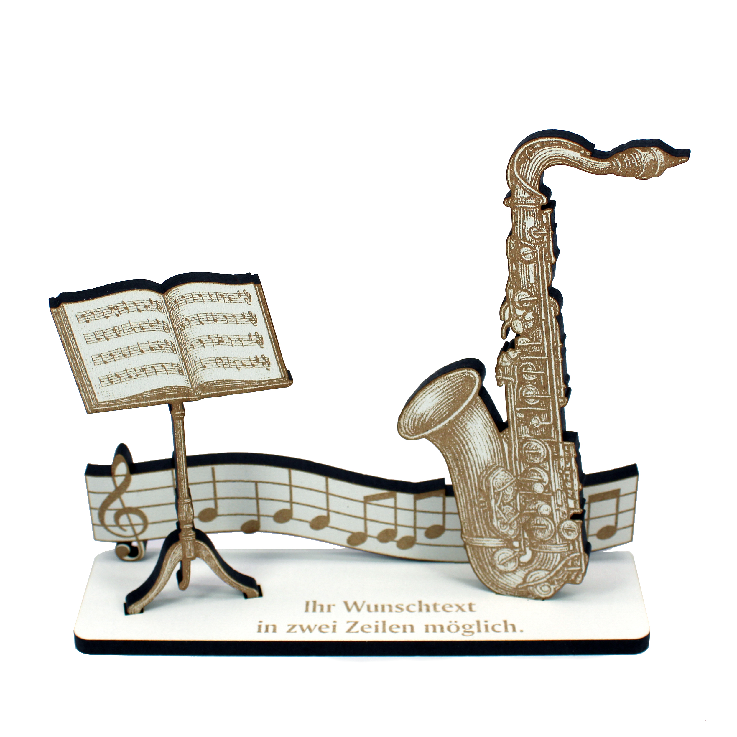Dekoaufsteller Saxophon – Geschenk für Musiker mit Wunschtext - Saxophonist & Saxophonistin  –  Geldgeschenk