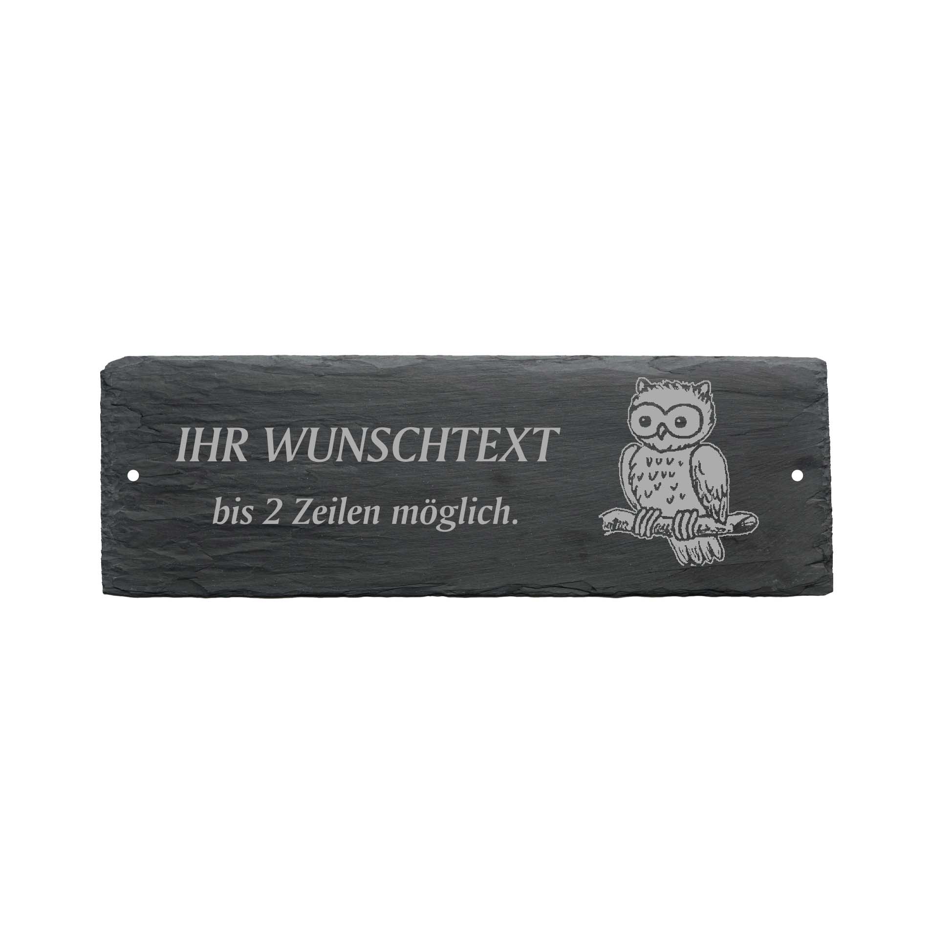 Türschild « NIEDLICHE EULE » ca. 22 x 8 cm - aus Schiefer