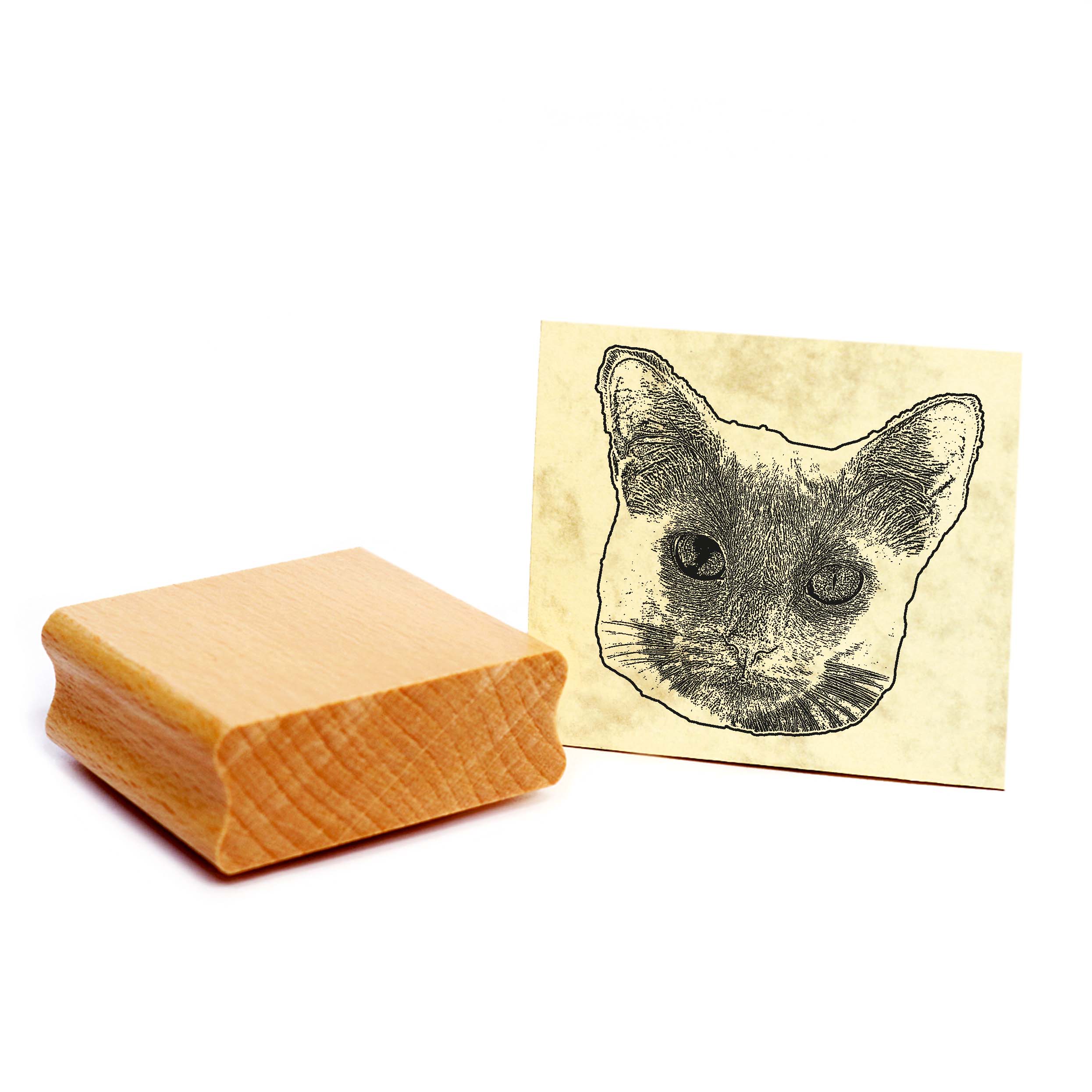 Motivstempel Khao Manee - Stempel Katze Holzstempel ca. 48 x 48 mm