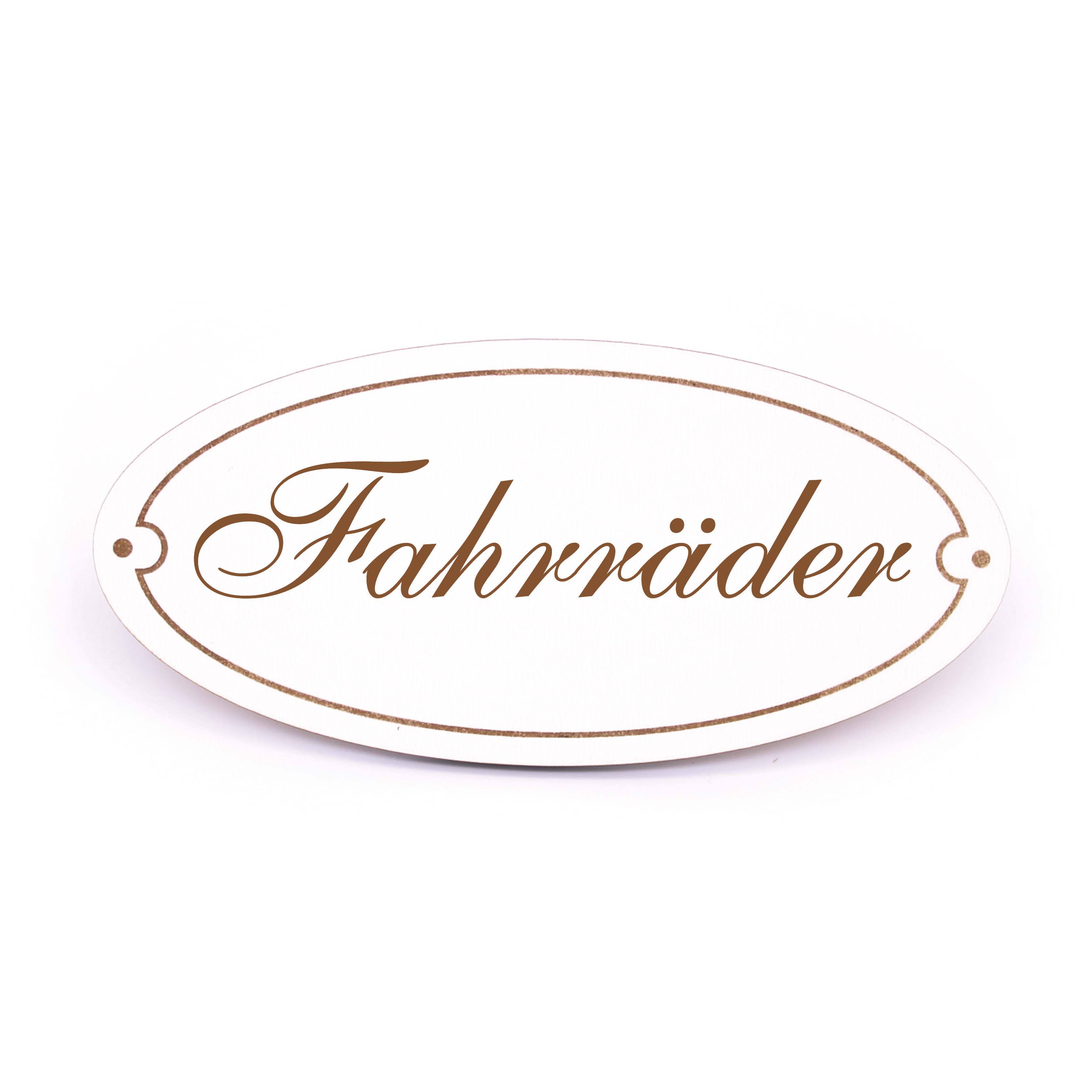 Ovales Türschild Fahrräder - selbstklebend - 15 x 7 cm