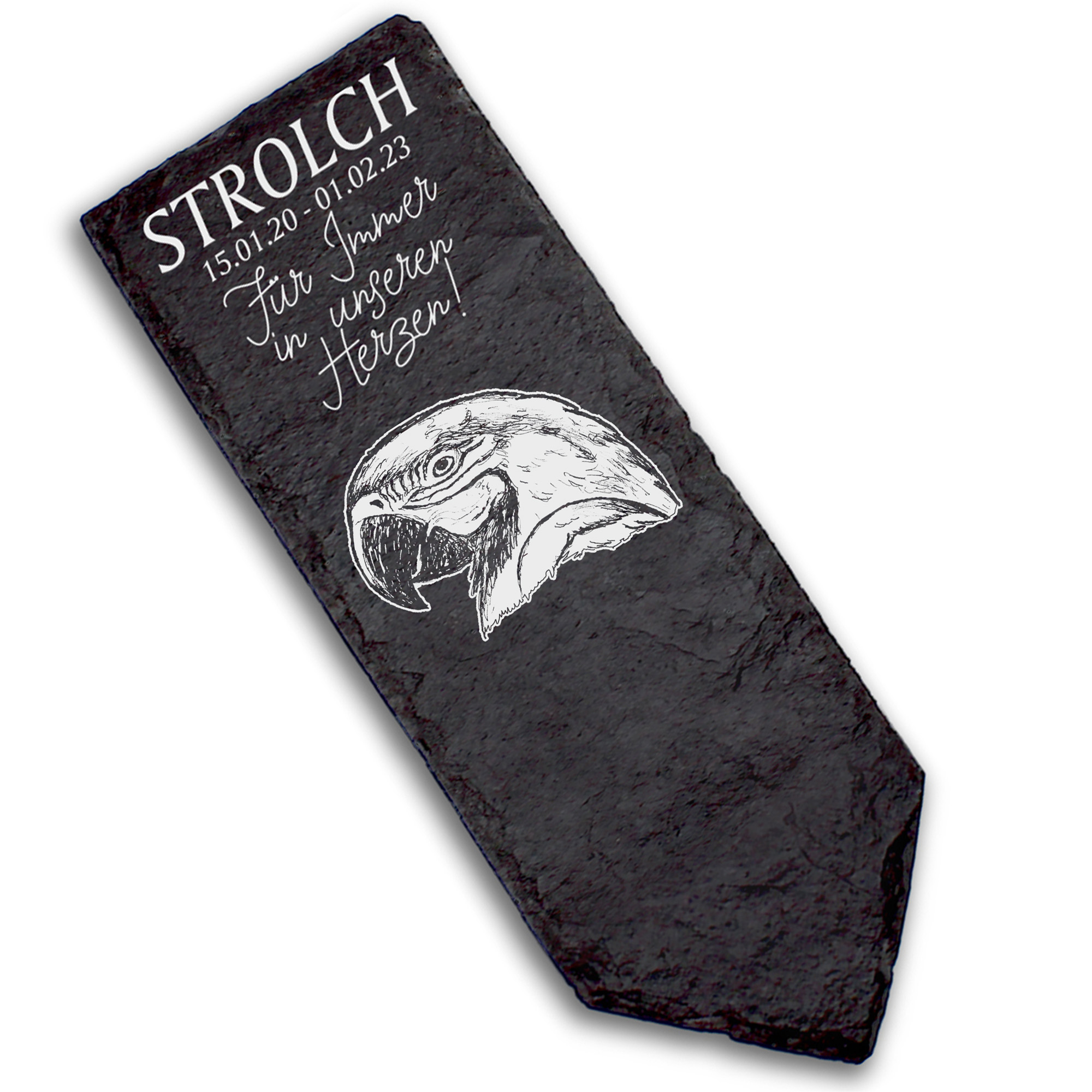 Grabstecker Grabschmuck Grabstein - Papagei Ara Kopf - Personalisiert Grab Deko 8 x 22 cm Grabdekora