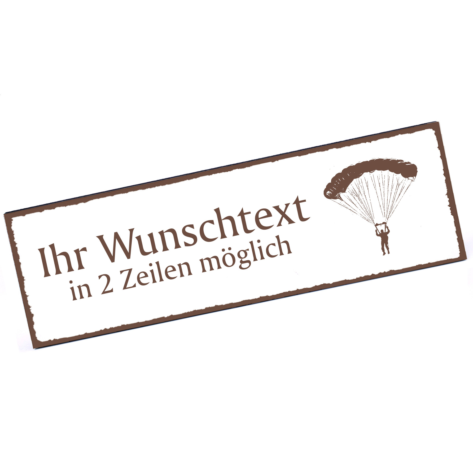 Türschild Fallschirm  Namensschild personalisiert mit Gravur - 150mm x 50mm - selbstklebend