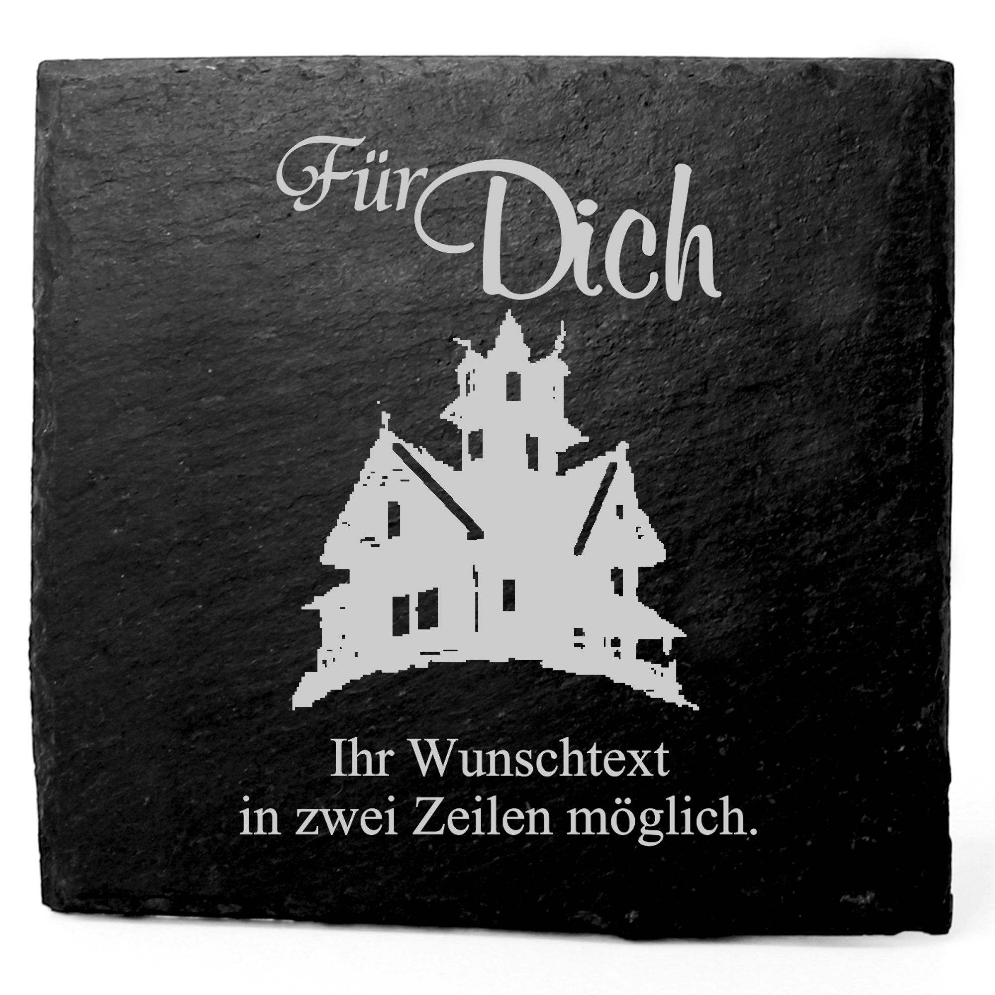 Deko Schiefer Untersetzer personalisiert Hexenhaus - Für Dich - 11x11cm