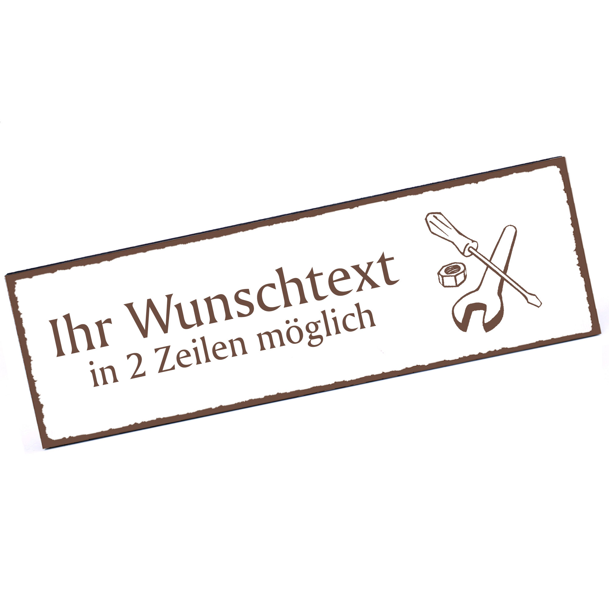 Türschild Werkzeug  Namensschild personalisiert mit Gravur - 150mm x 50mm - selbstklebend