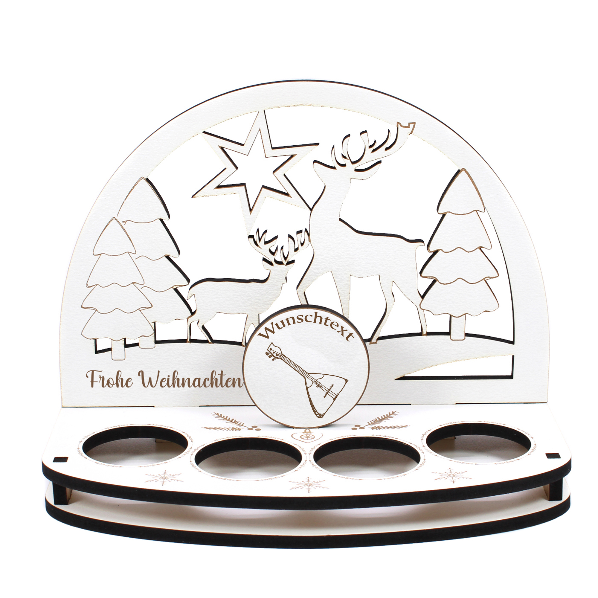 Deko Schwibbogen Balalaika Teelichthalter personalisiert Weihnachten Weihnachtsdekoration