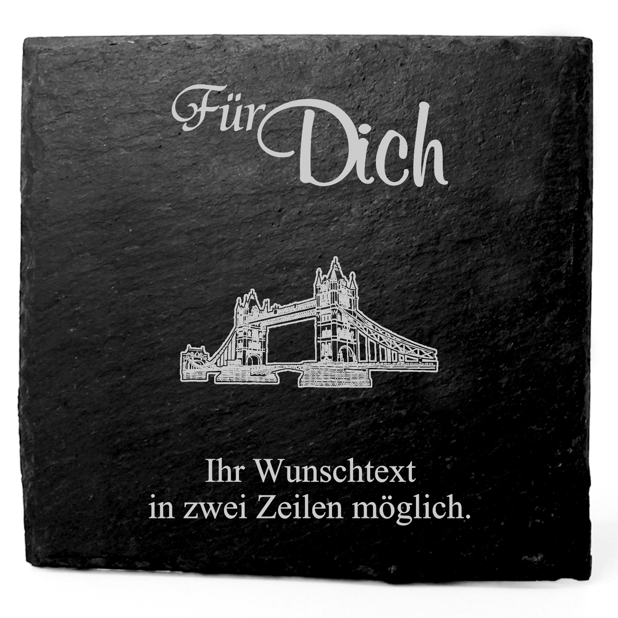 Deko Schiefer Untersetzer personalisiert Tower Bridge - Für Dich - 11x11cm