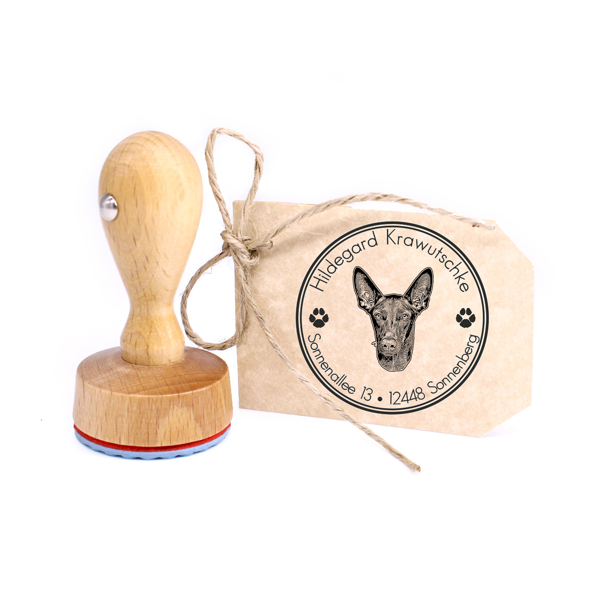 Stempel personalisiert Pharaonenhund  Hund Hunde rund 40mm Adressstempel Holzstempel