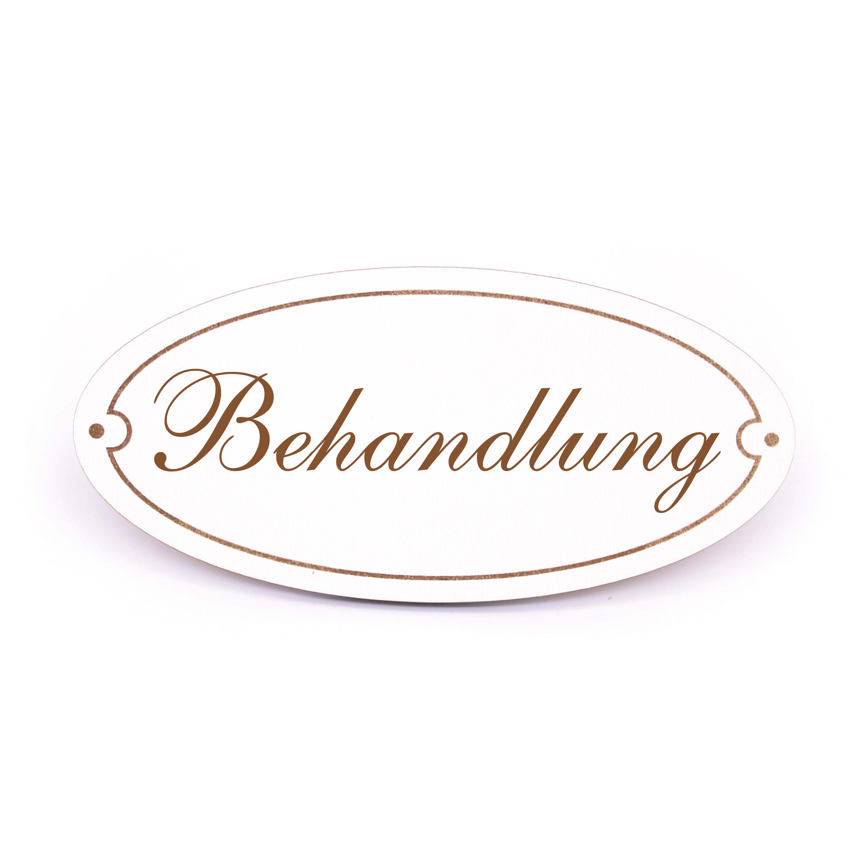 Ovales Türschild Behandlung - selbstklebend - 15 x 7 cm