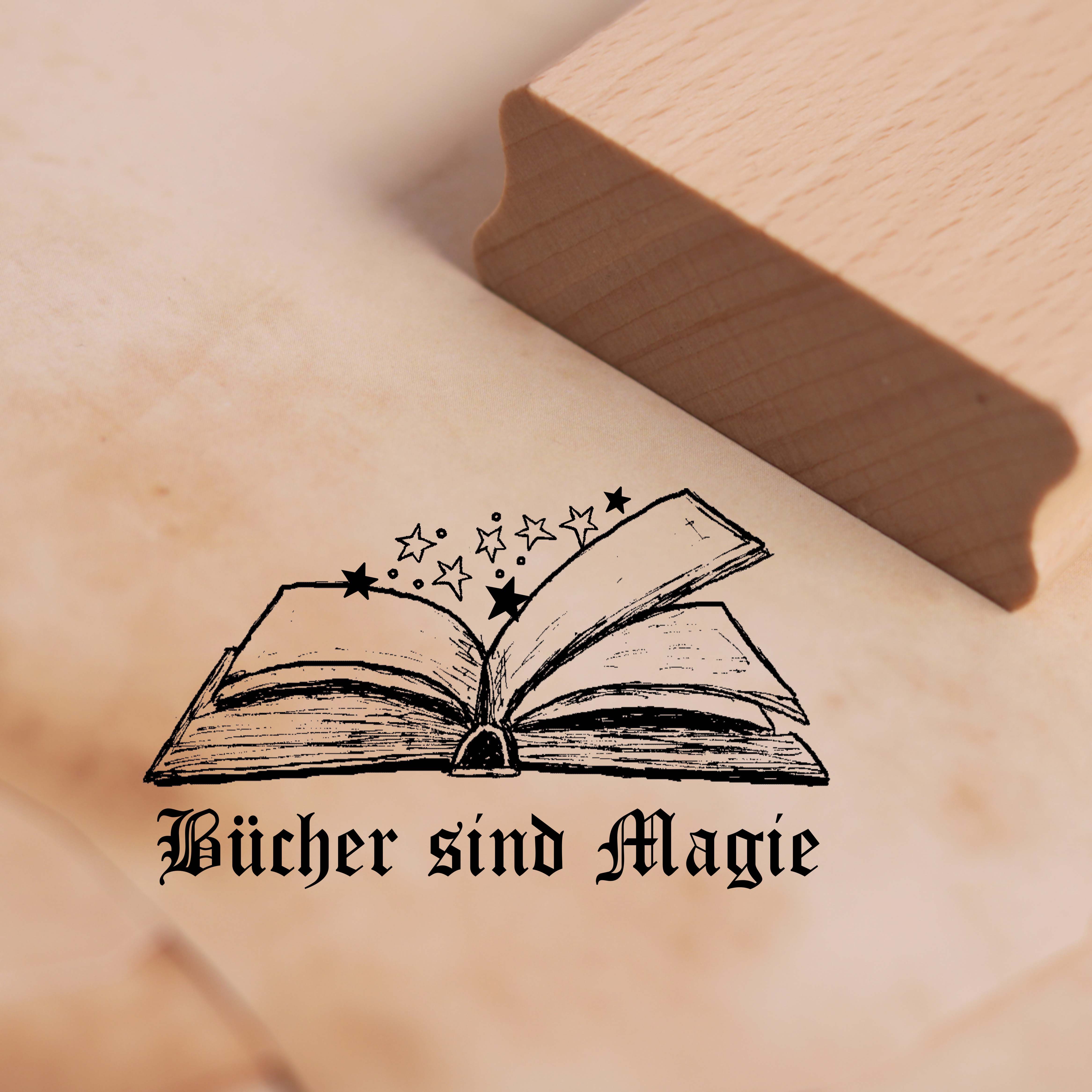 Motivstempel Bücher sind Magie Stempel Buch Sterne 48 x 28 mm