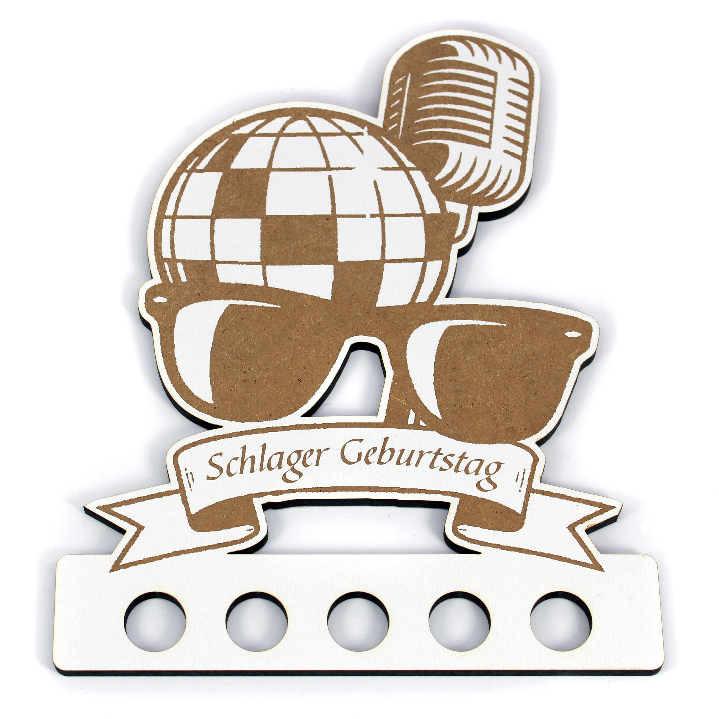 Geldgeschenk Schlager Geburtstag - 15cm x 18cm - Schlager Geburtstag - Retro-Mikrofon, Discokugel & Sonnenbrille