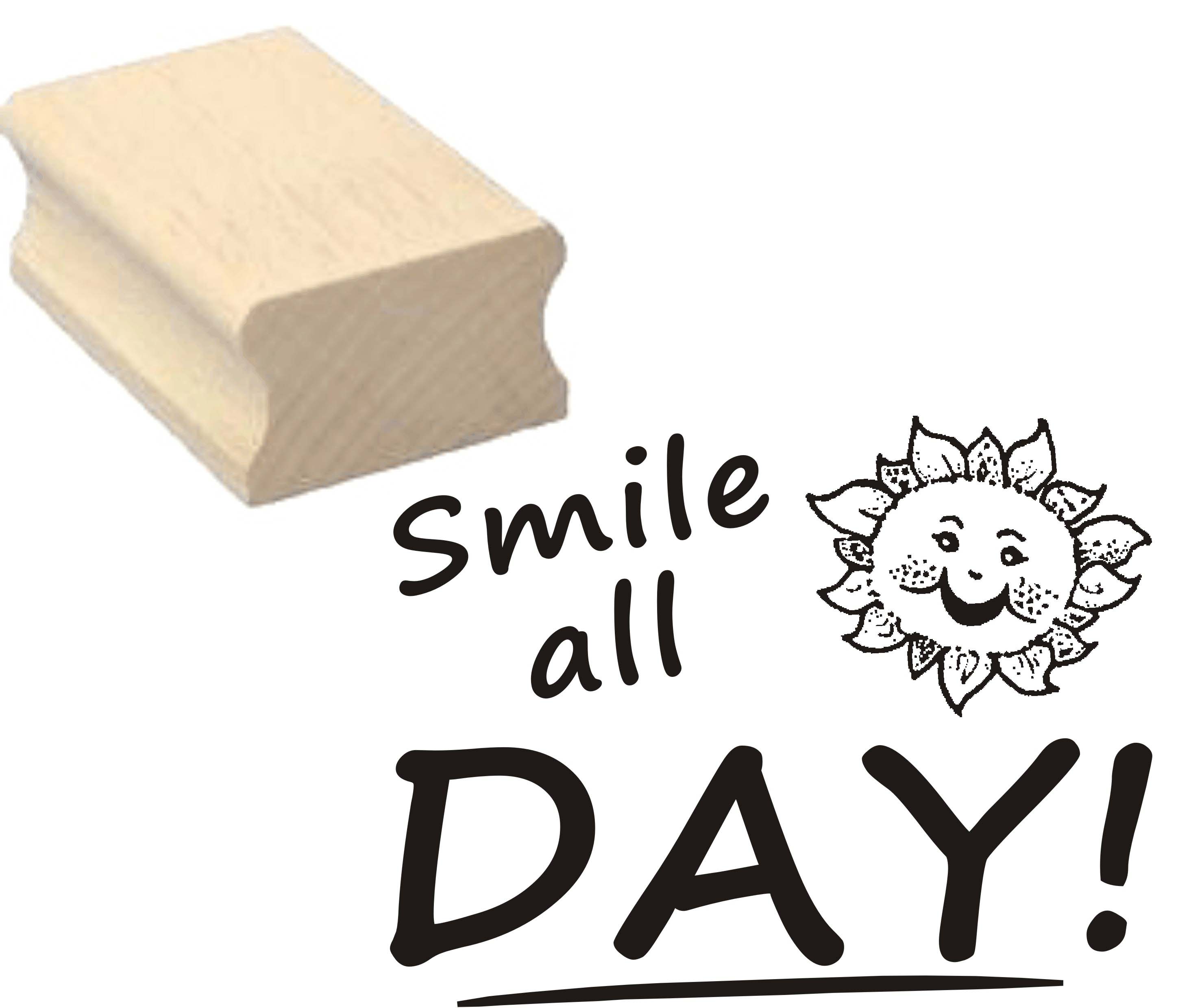 Stempel « SMILE ALL DAY » Motivstempel Sonne 50 x 40 mm