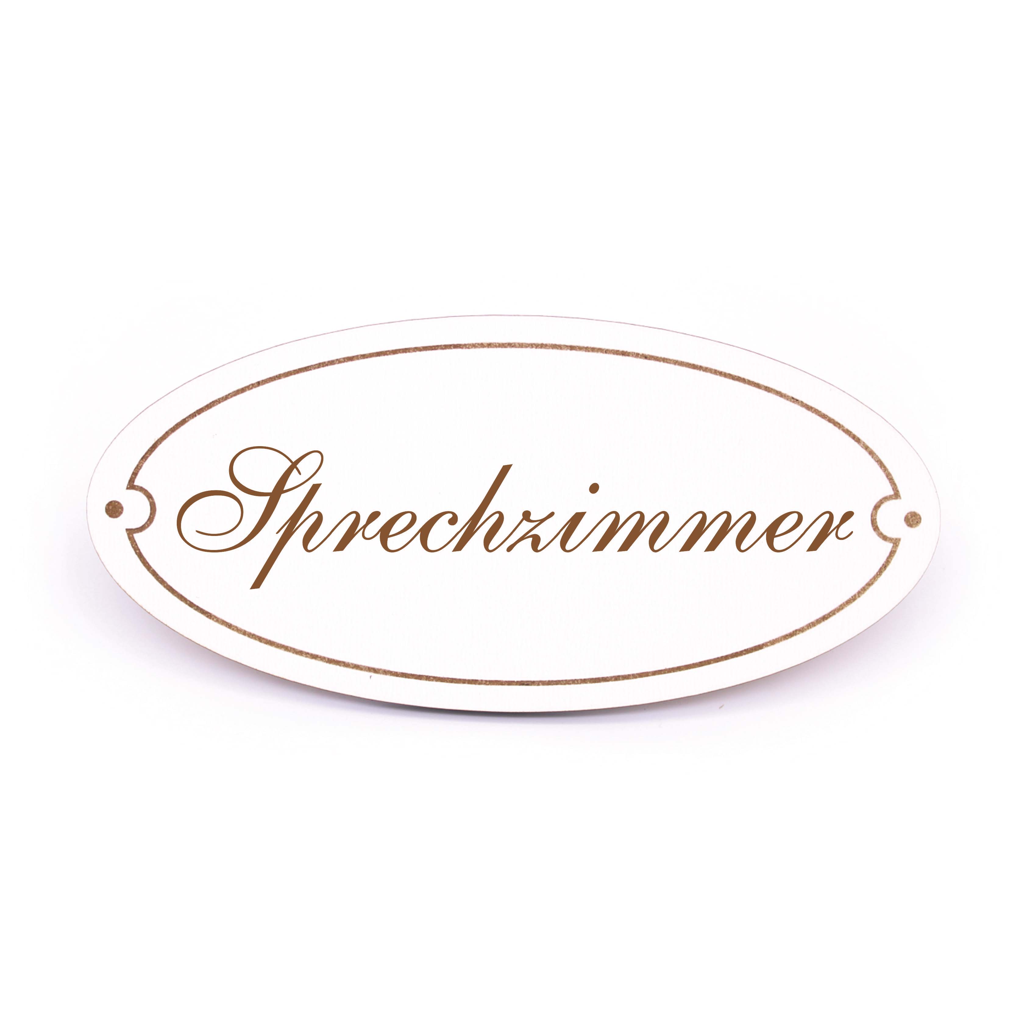 Ovales Türschild Sprechzimmer - selbstklebend - 15 x 7 cm