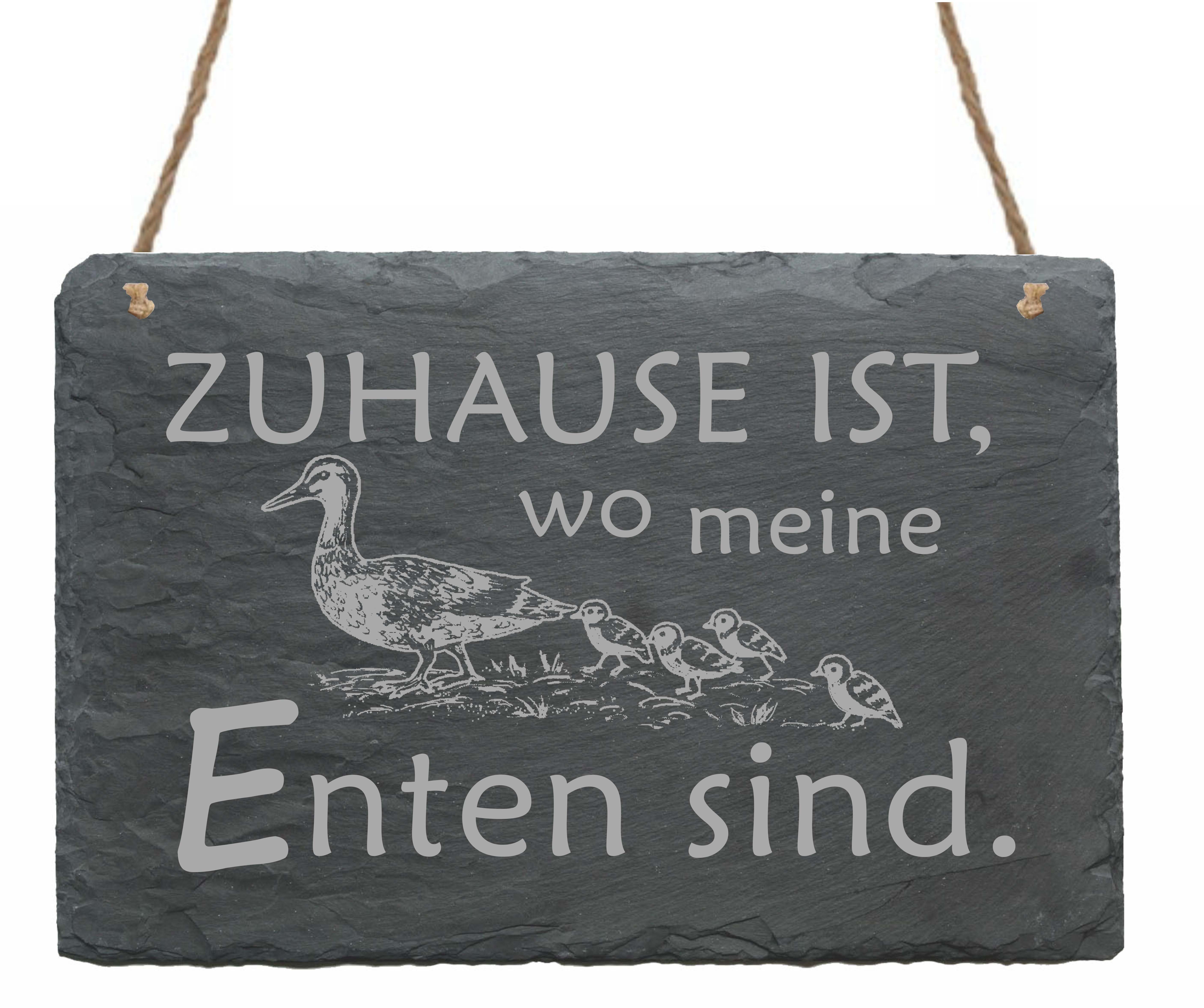 Schiefertafel « Zuhause ist, wo meine Enten sind » Schild 22 x 16 cm