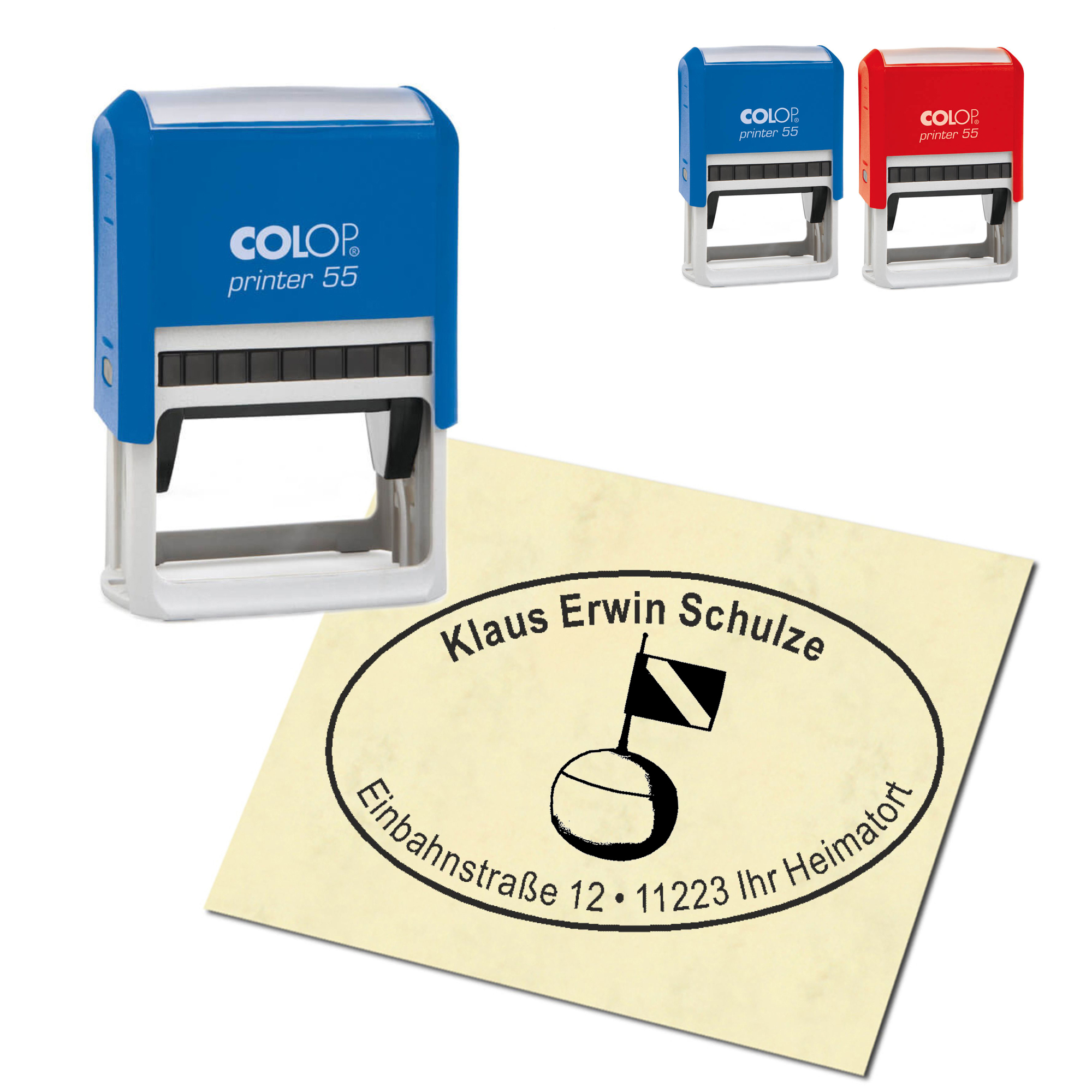 Adressstempel personalisiert Stempel - Boje - oval 59 x 39 mm