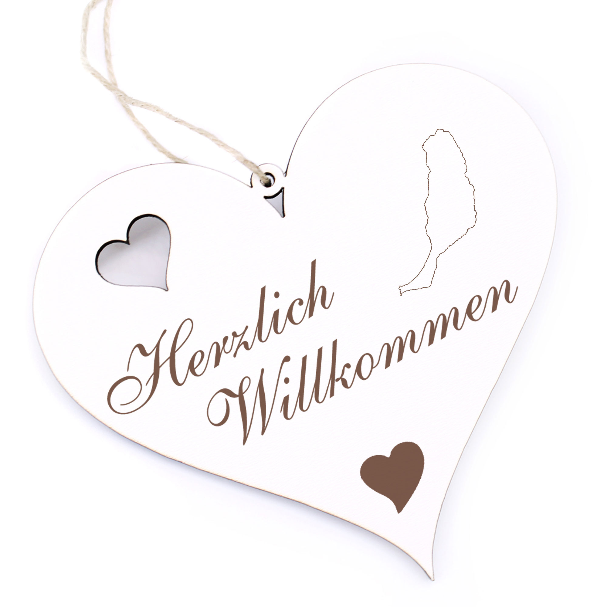 Herzlich Willkommen Schild - Insel Fuerteventura - Deko Herz Holz