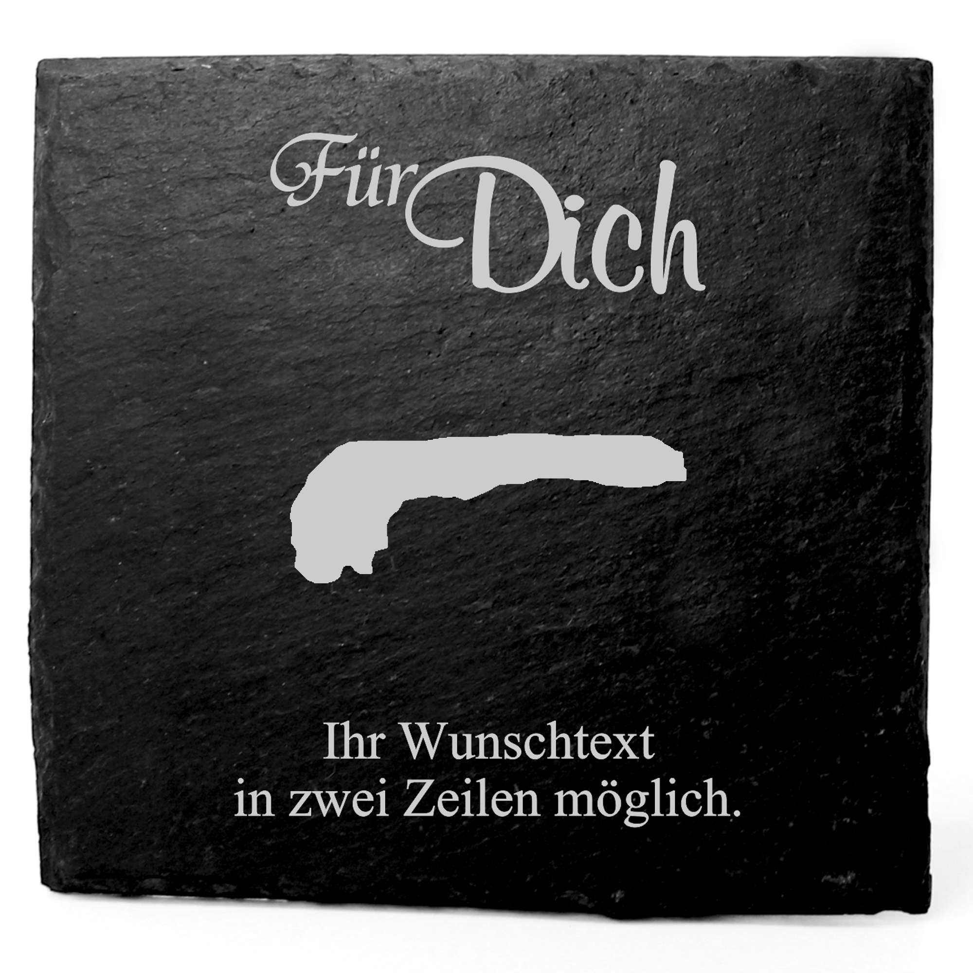 Deko Schiefer Untersetzer personalisiert Insel Langeoog - Für Dich - 11x11cm