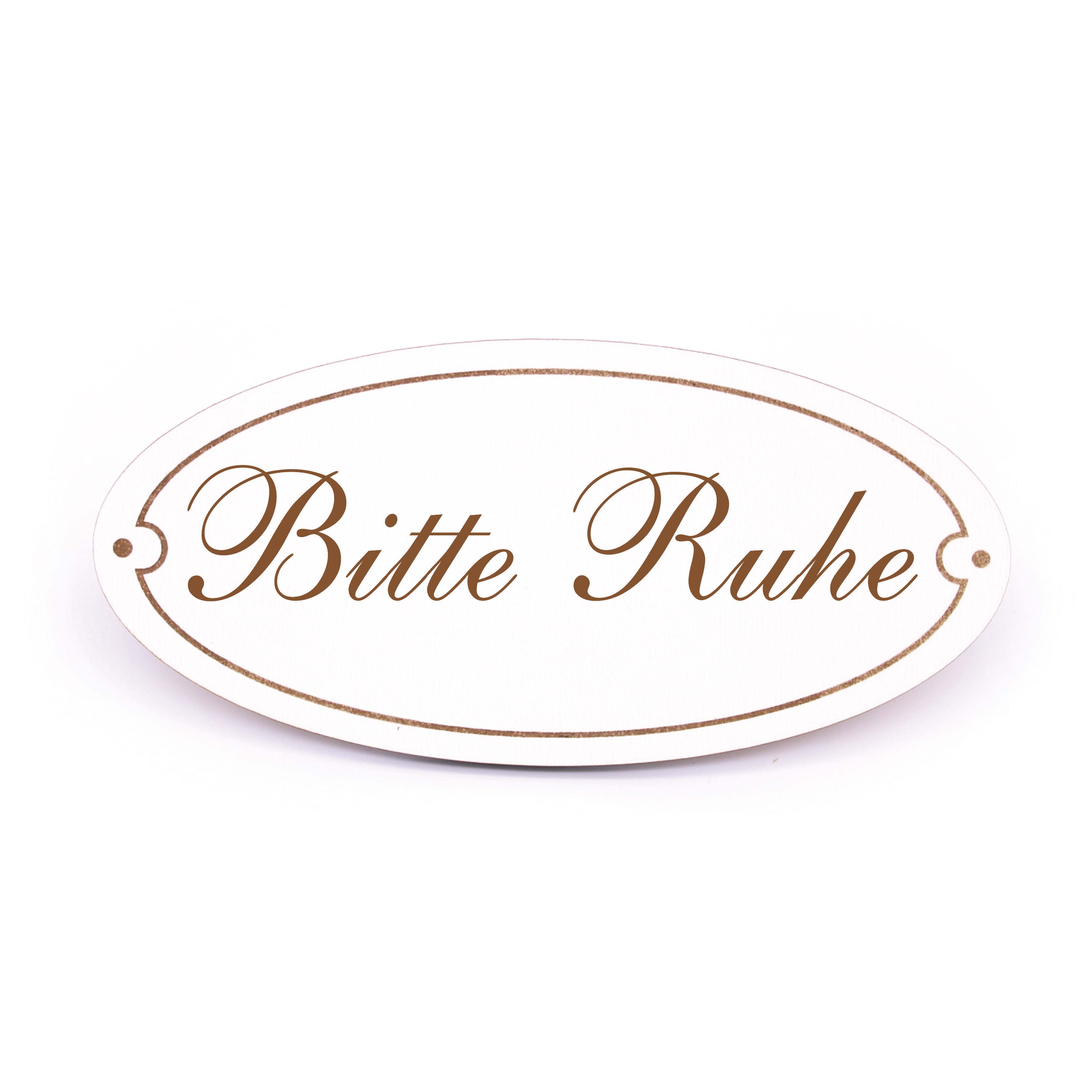 Ovales Türschild Bitte Ruhe - selbstklebend - 15 x 7 cm