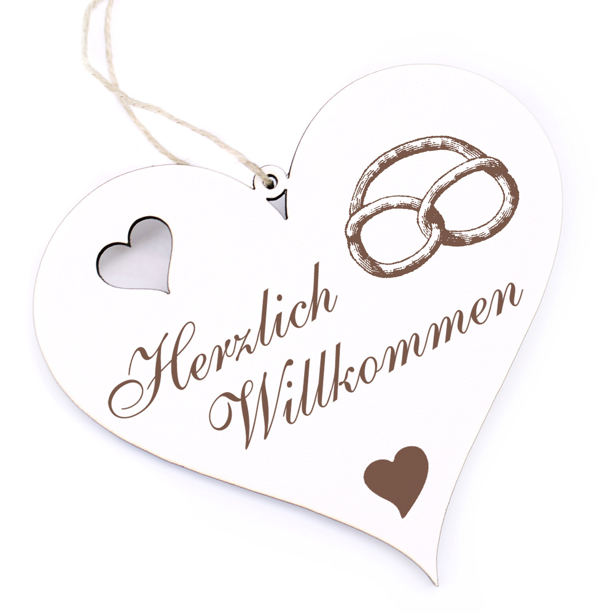 Herzlich Willkommen Schild - Brezel - Deko Herz Holz