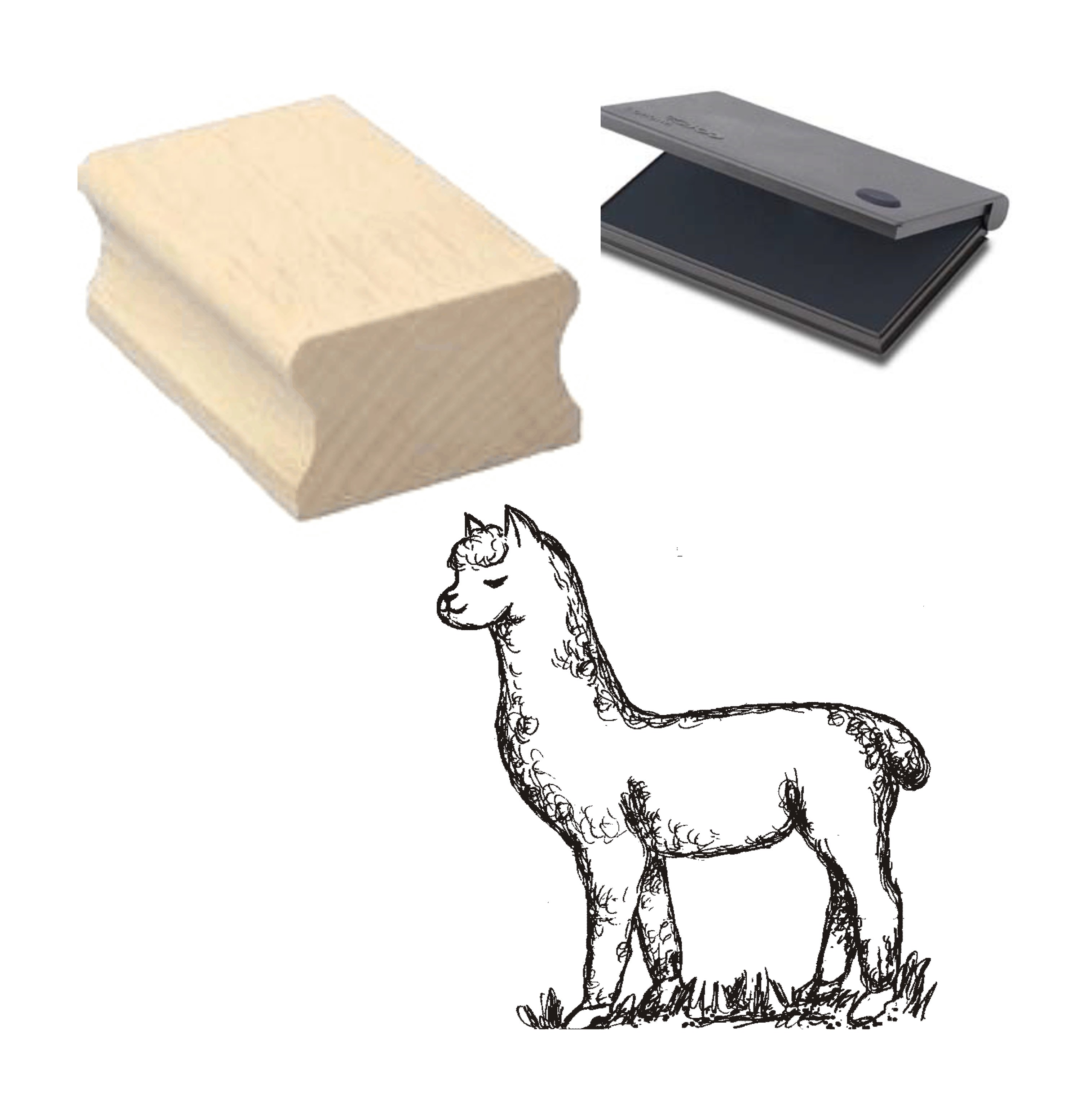 Stempel « LAMA » Motivstempel mit Kissen