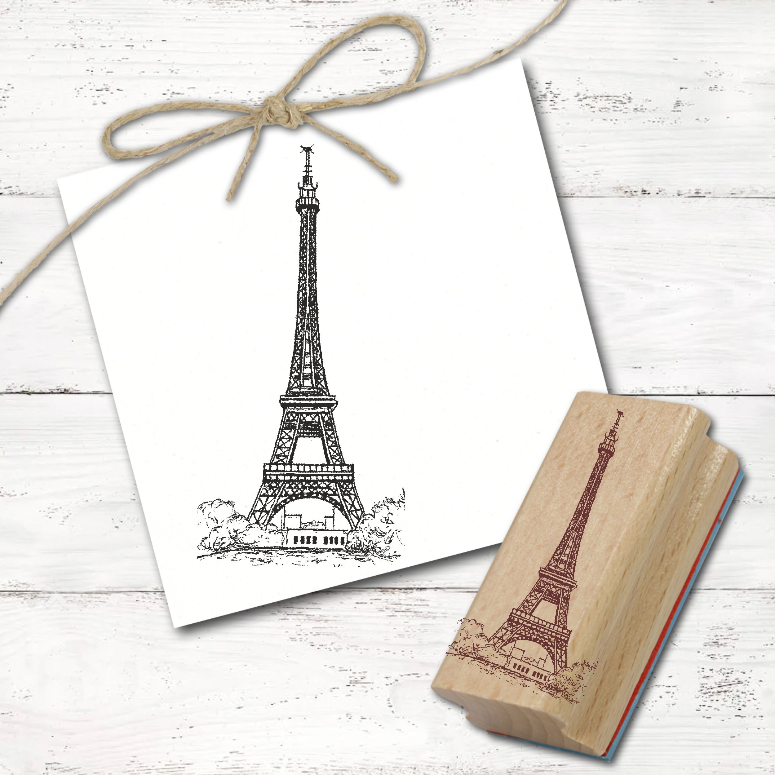 Motivstempel Eiffelturm - Stempel Paris Holzstempel 48 mm x 98 mm