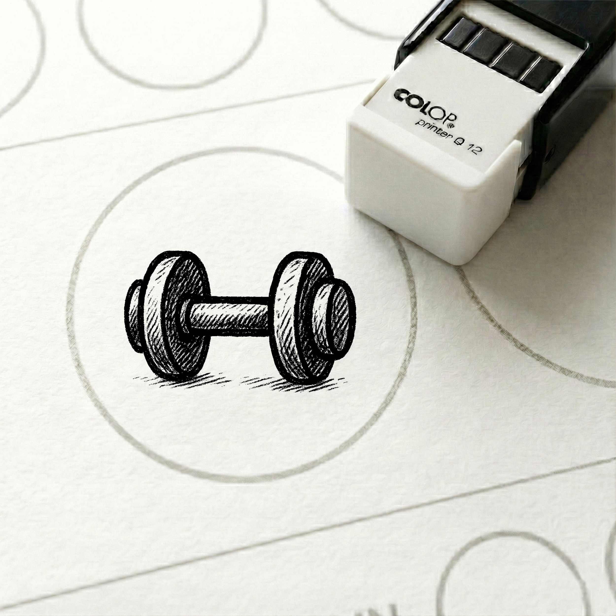 Bonusstempel Hantel 10x10 mm – Bonuskartenstempel für Fitnessstudio Gym Personal Trainer Kraftsport