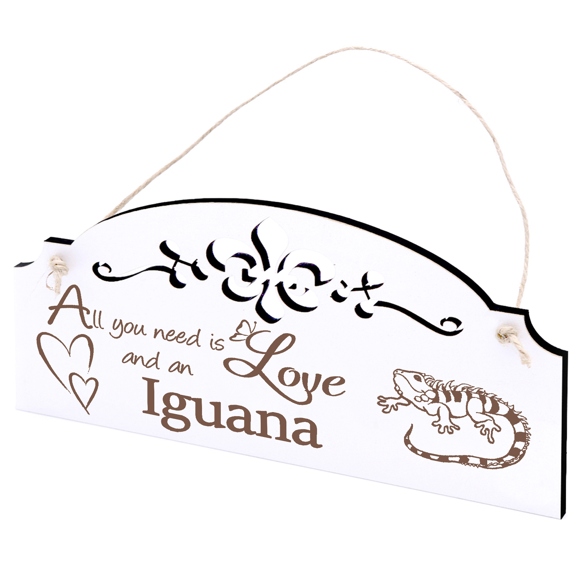 Schild Leguan Deko 20x10cm - All you need is Love and an Iguana - Holz