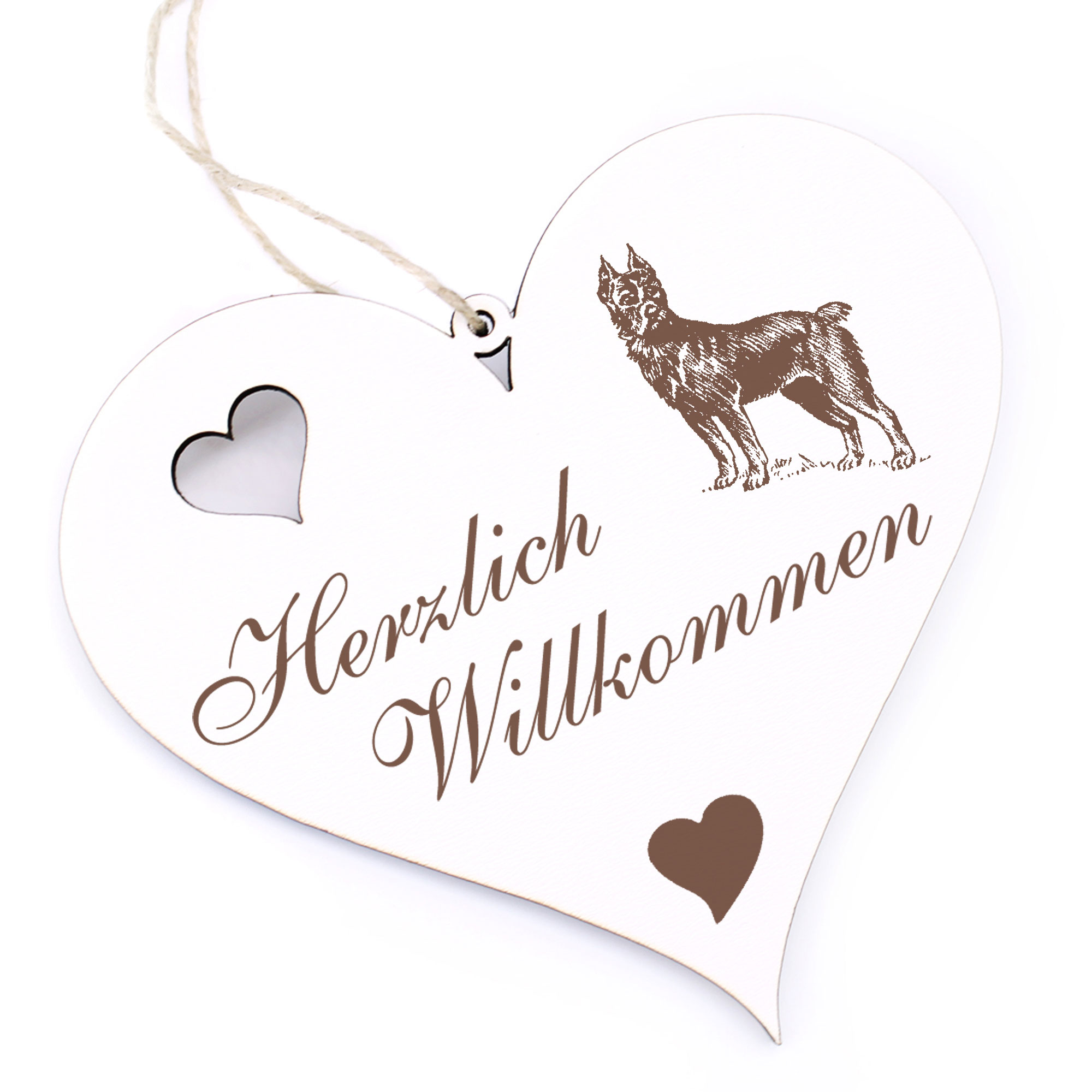 Herzlich Willkommen Schild - Bouvier - Deko Herz Holz