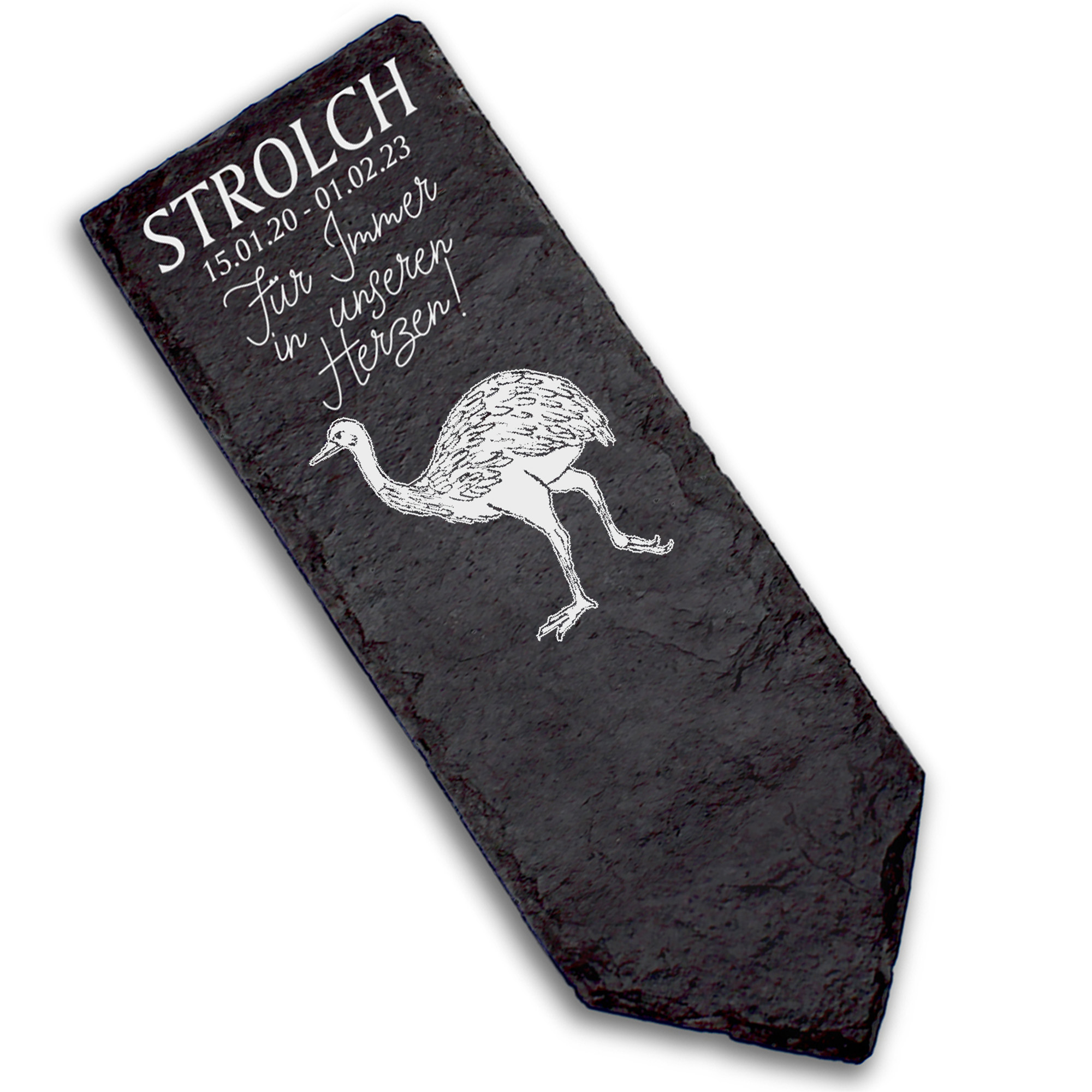 Grabstecker Grabschmuck Grabstein - Nandu - Personalisiert Grab Deko 8 x 22 cm Grabdekoration
