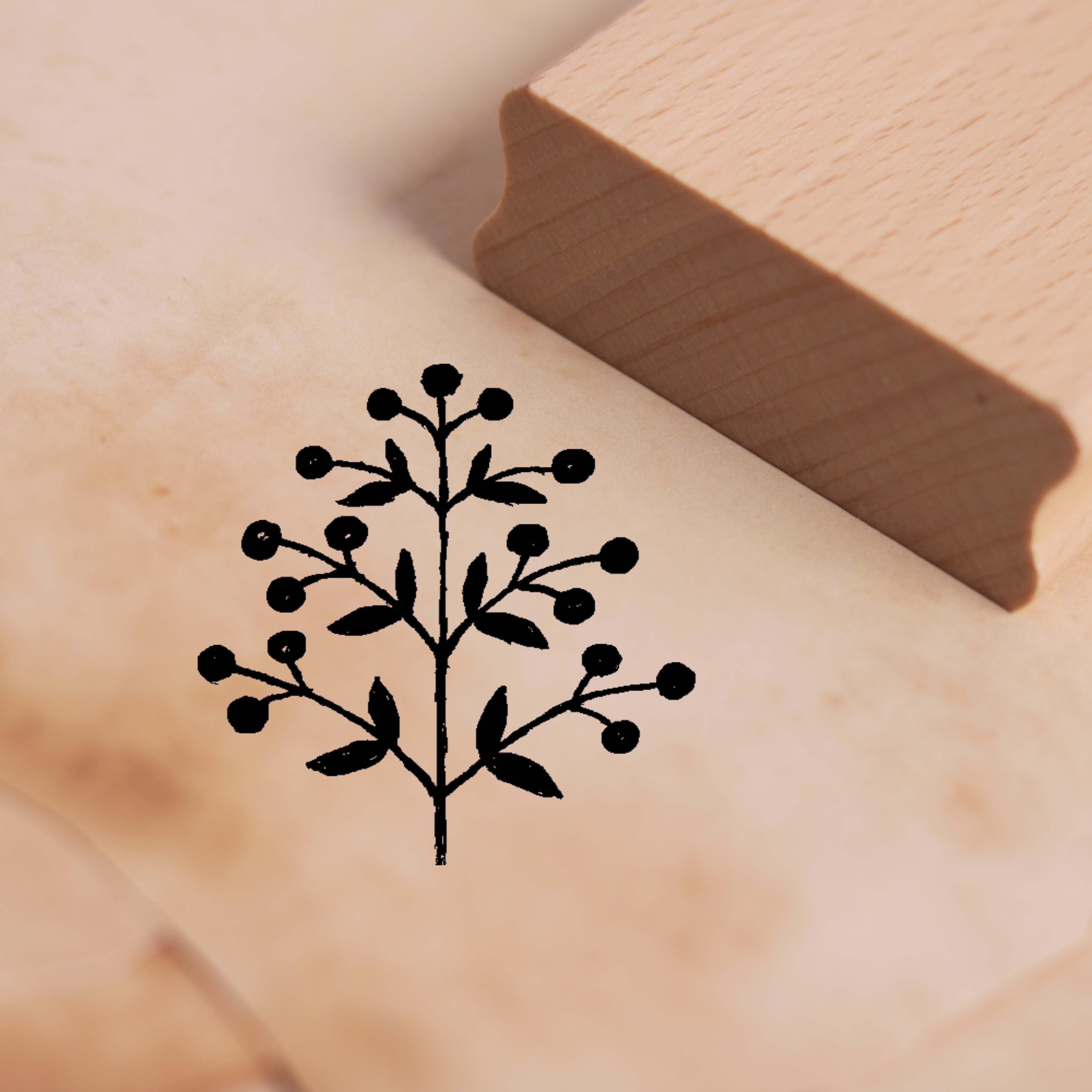 Motivstempel Zweig Ornament minimalistisch - Stempel 38 x 38 mm