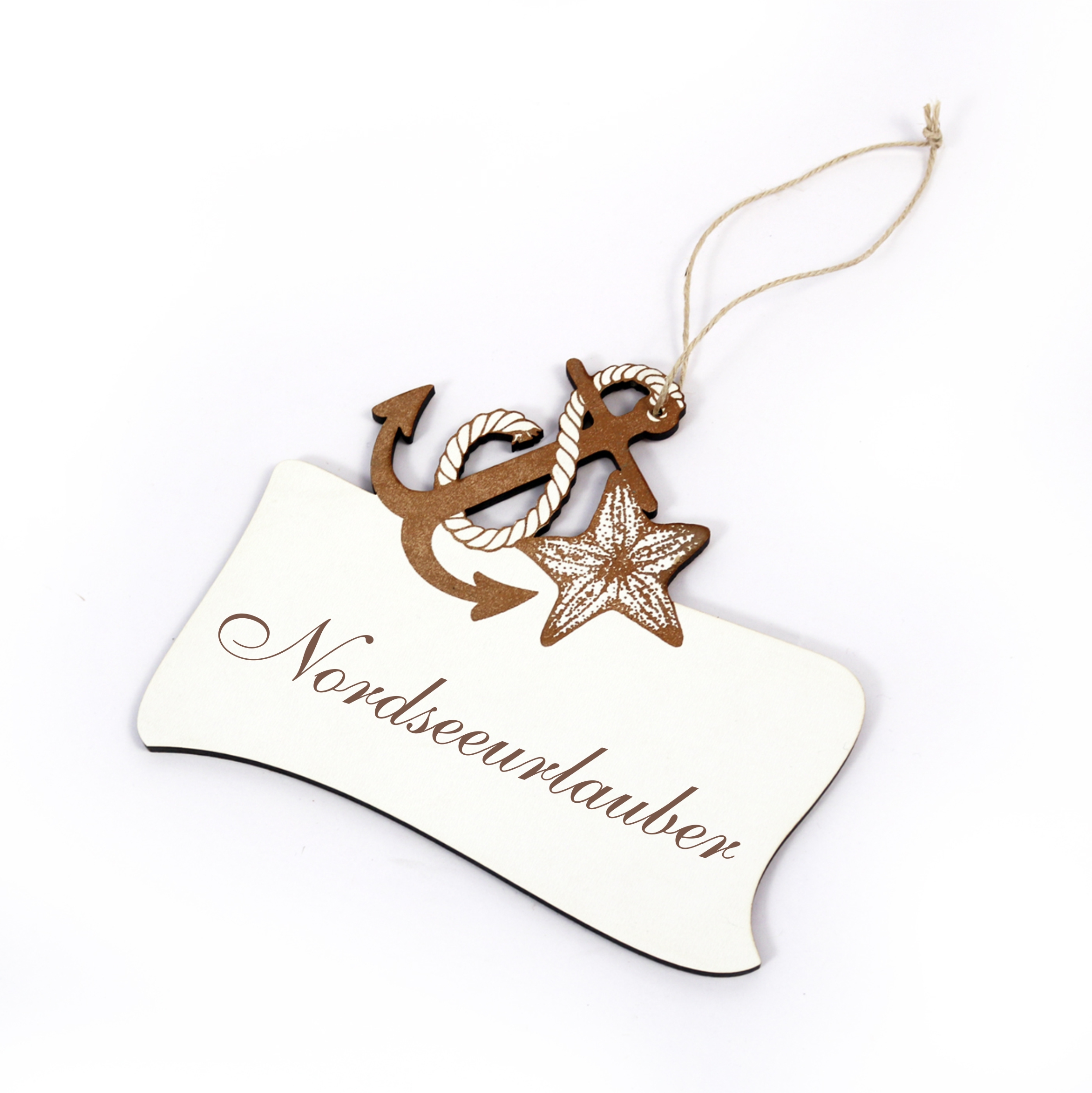 Maritimes Schild « NORDSEE URLAUBER » mit Seestern und Anker