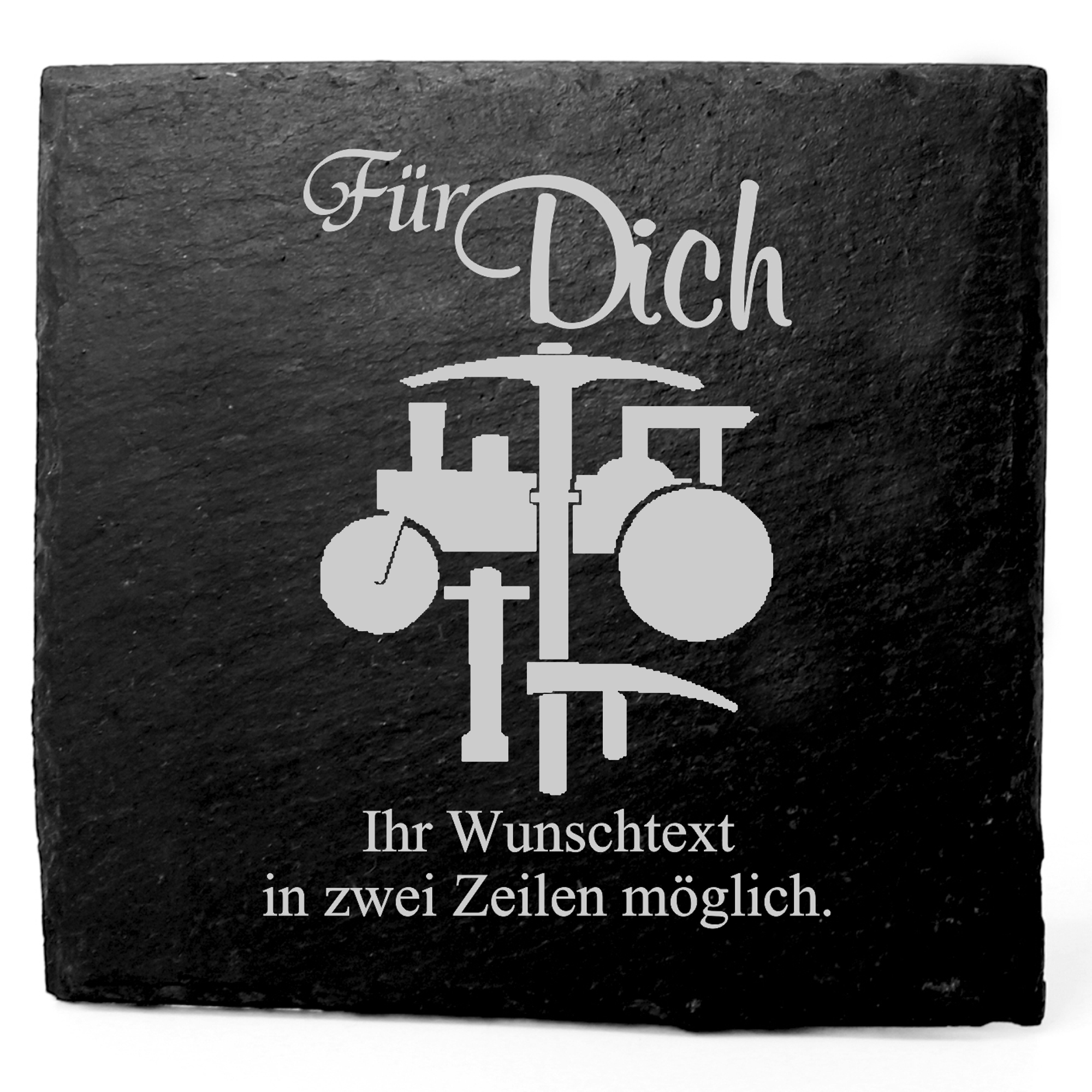 Deko Schiefer Untersetzer personalisiert Straßenbau - Für Dich - 11x11cm