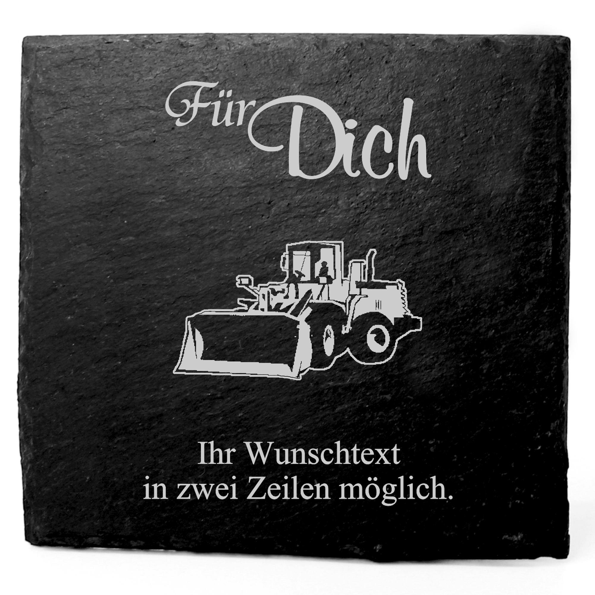 Deko Schiefer Untersetzer personalisiert Radlader - Für Dich - 11x11cm