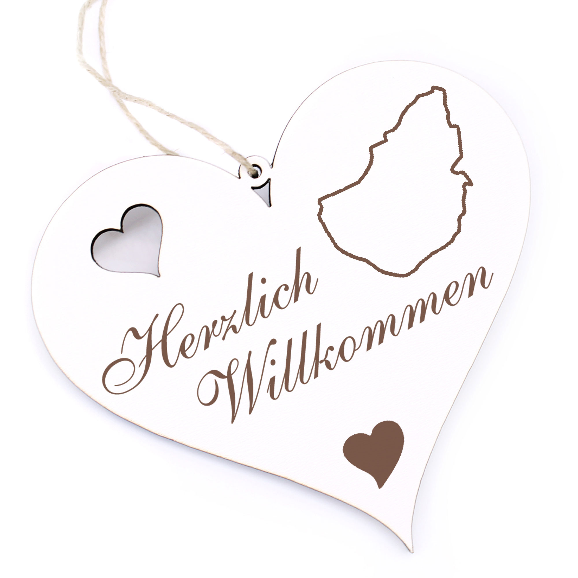 Herzlich Willkommen Schild - Insel Pellworm - Deko Herz Holz