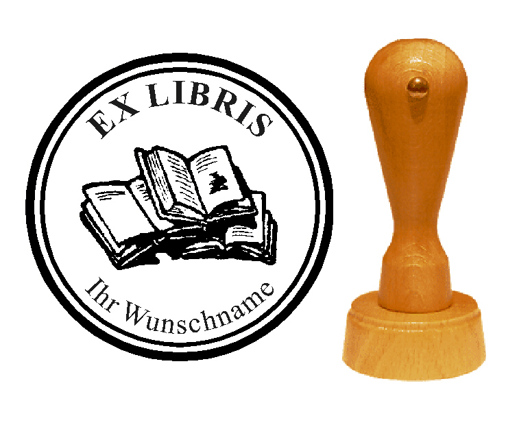 Ex Libris Stempel « Bücher » mit persönlichem Namen