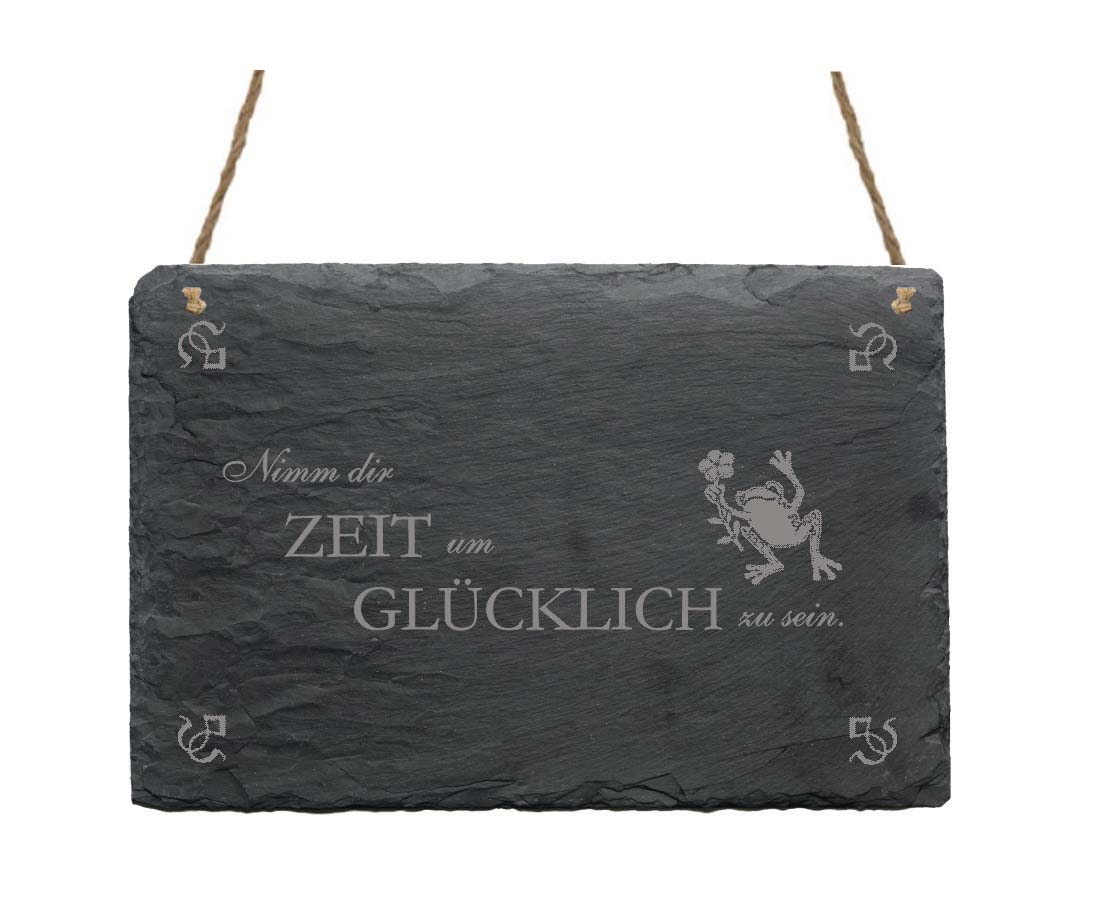 Schiefertafel « Nimm dir Zeit um glücklich zu sein »