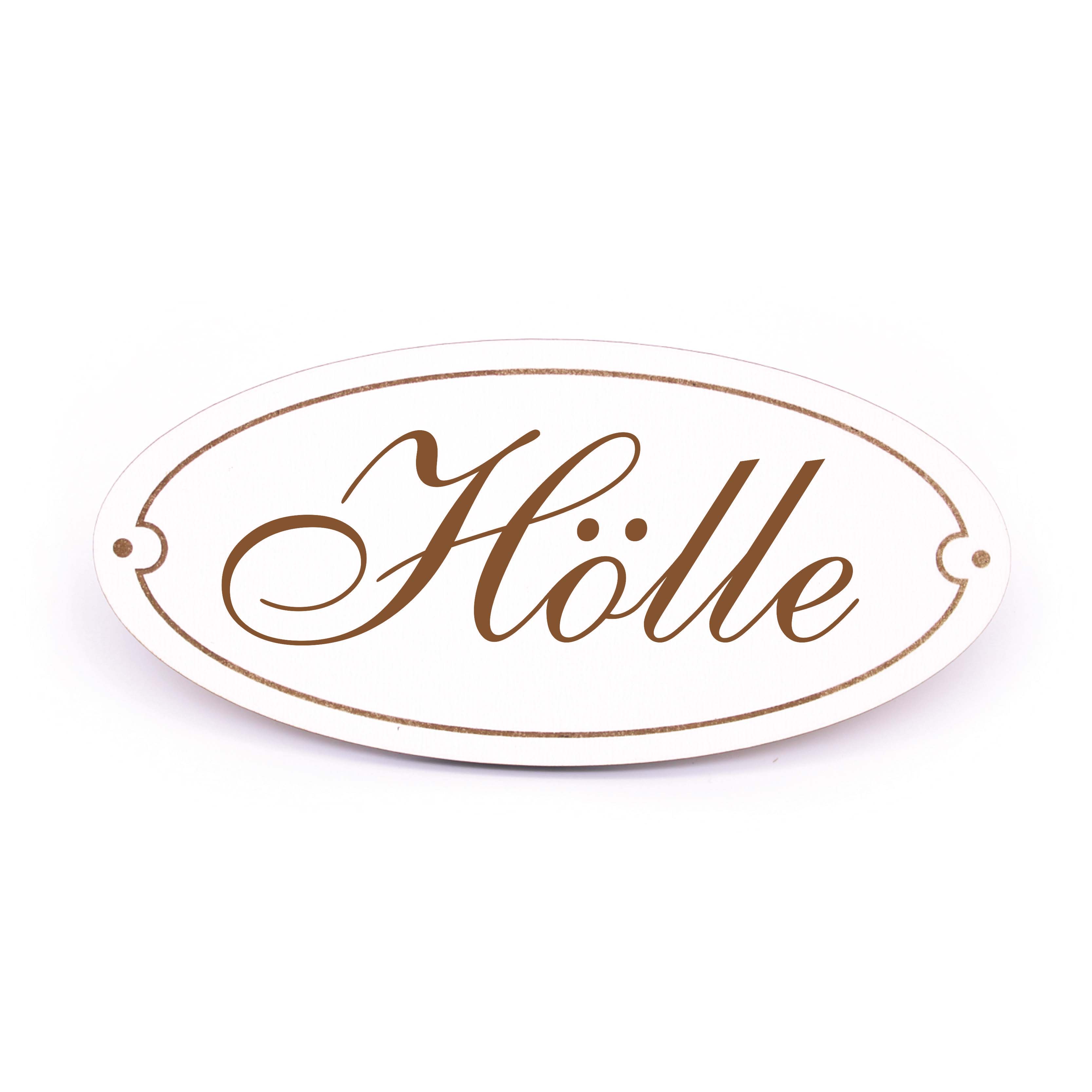 Ovales Türschild Hölle - selbstklebend - 15 x 7 cm