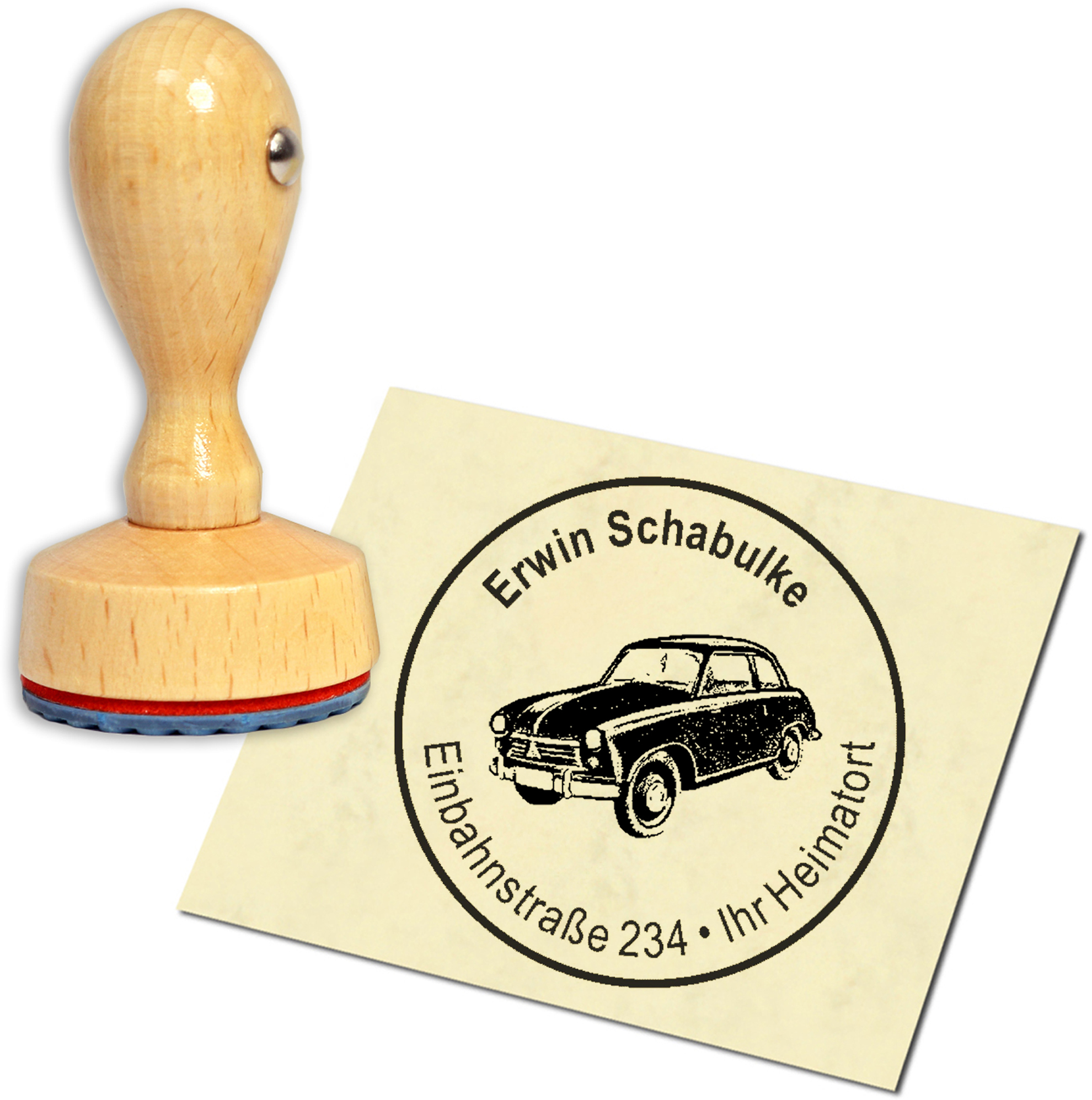 Stempel Adressstempel Holzstempel - Oldtimer - rund 40mm