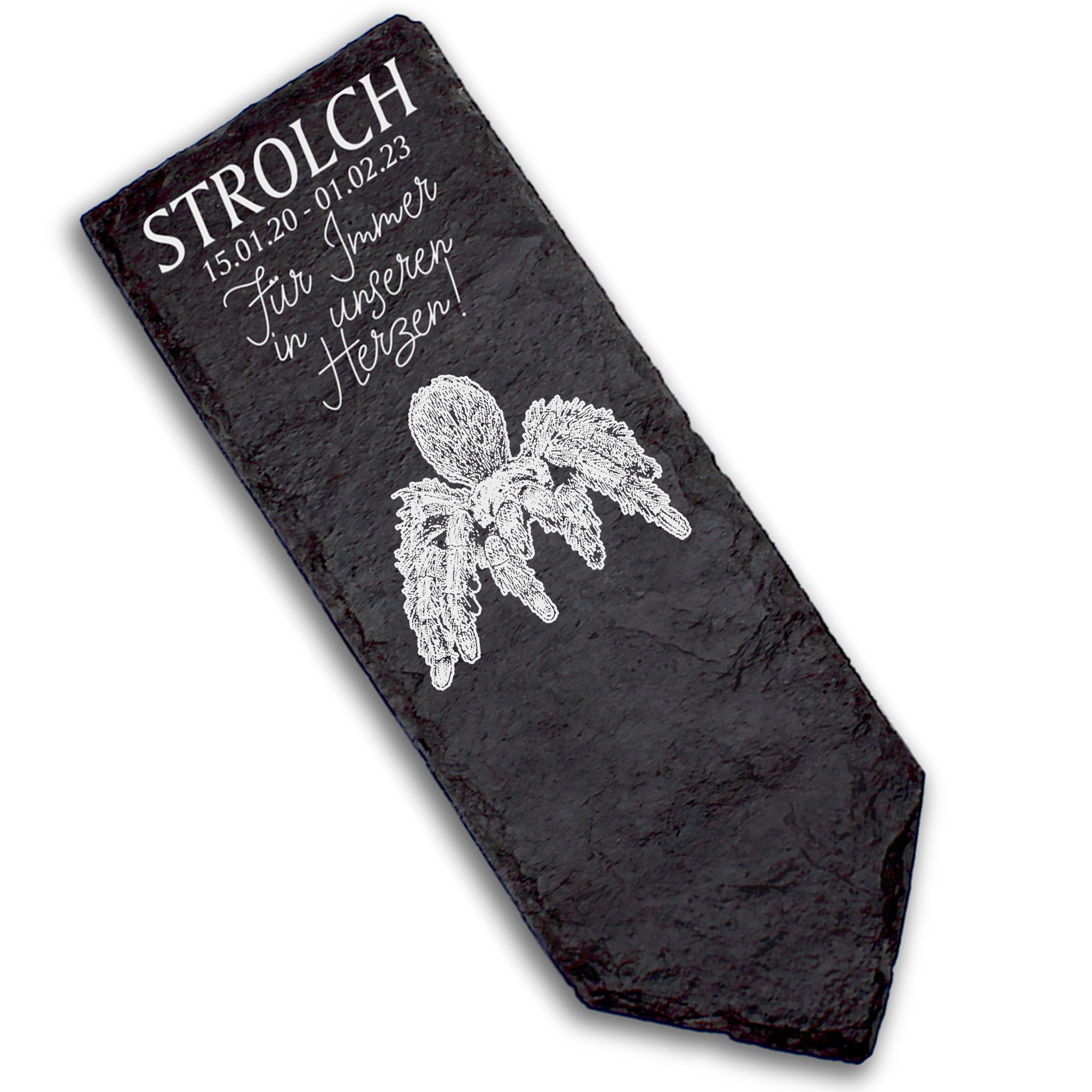 Grabstecker Grabschmuck Grabstein - Tarantula - Personalisiert Grab Deko 8 x 22 cm Grabdekoration