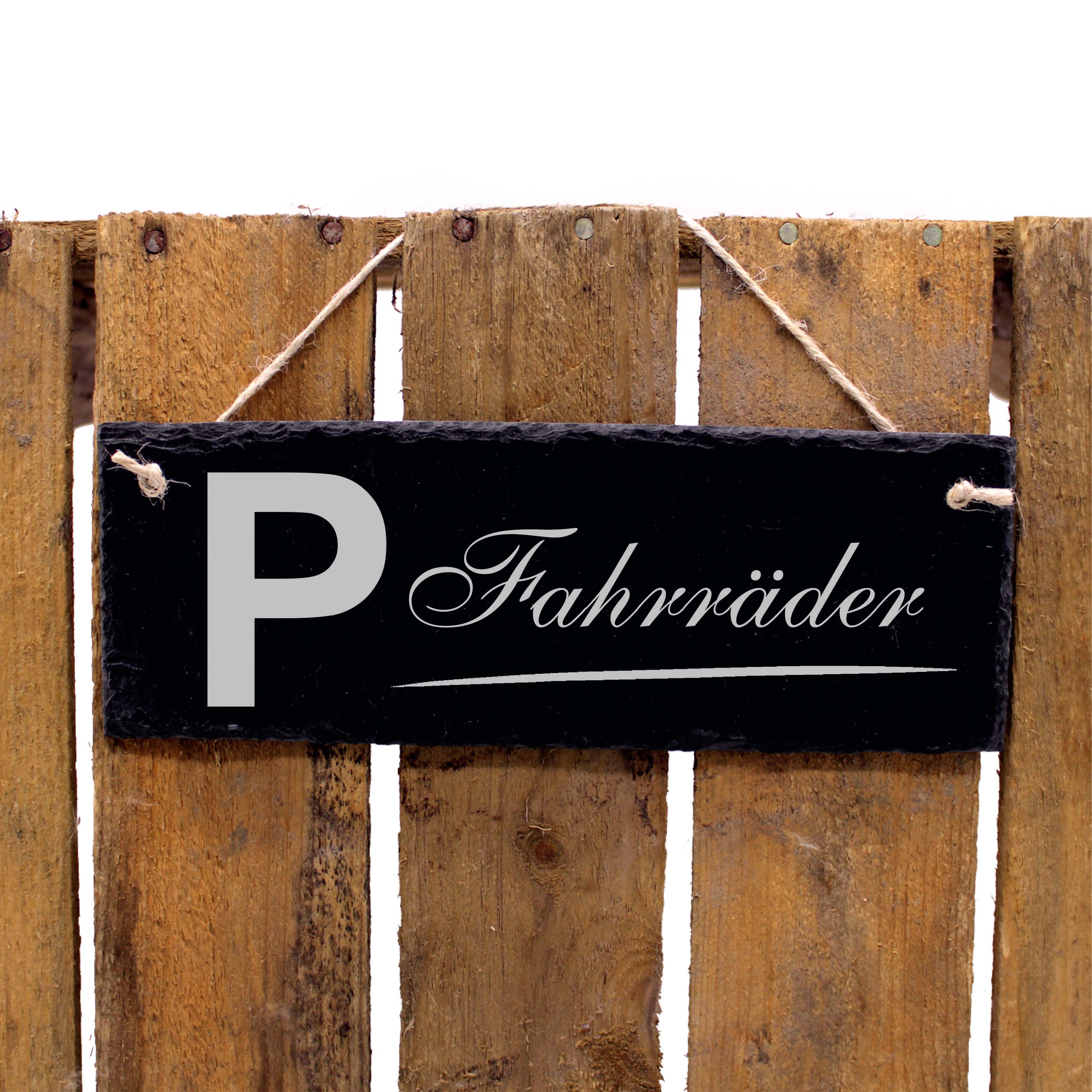 Schiefertafel Parkplatz Fahrräder - Türschild 22 x 8 cm - wetterfest